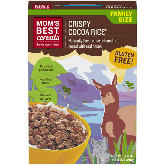 Mom'S Best Crispy Cocoa Rice Cereal, Gluten Free, Kosher, No High Fructose Corn Syrup, Made with Real Cocoa, 17.5 Oz Box (Pack of 14)