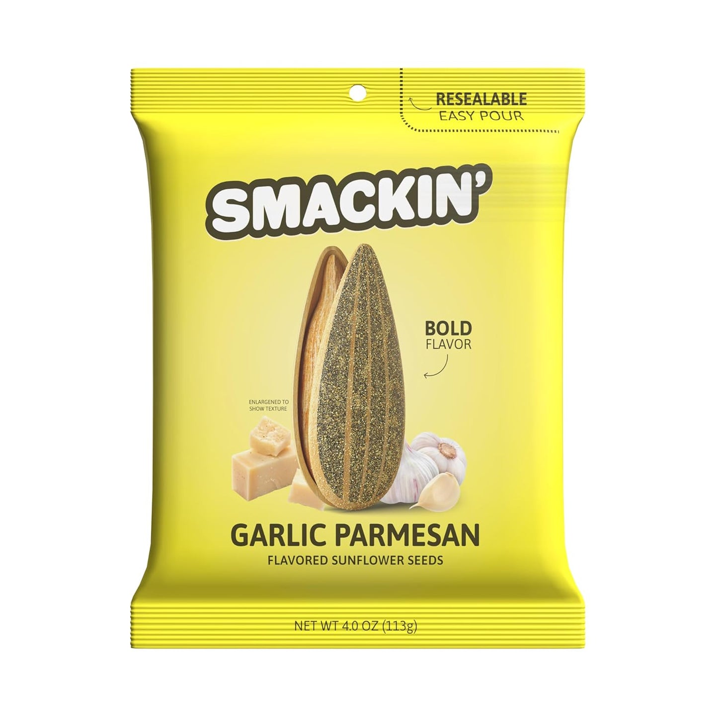 SMACKIN' - Jumbo Roasted Sunflower Seeds, No Salty Burn, American Made, Easy Pour & Seal - Variety Pack, 4Oz Bag (12 Bags)