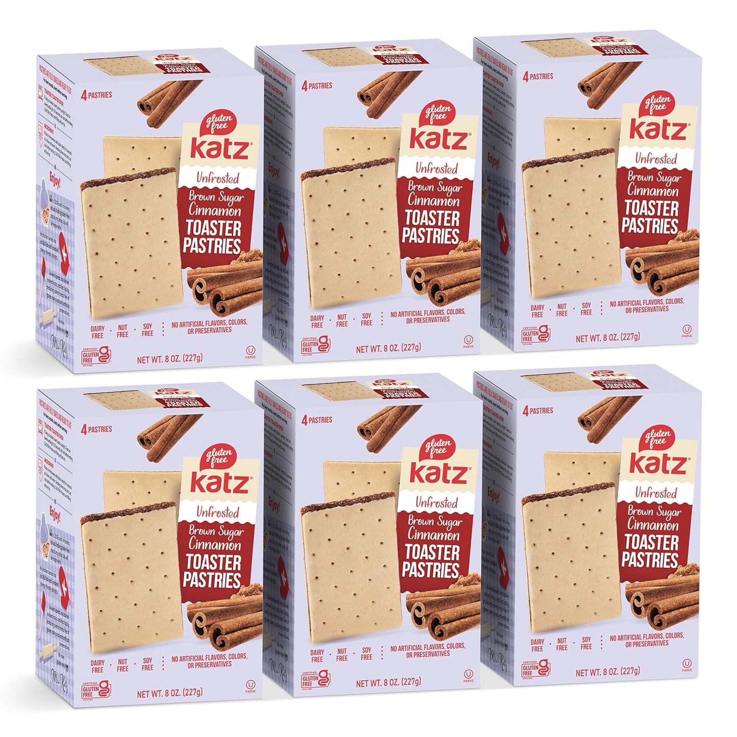 Katz Gluten Free Toaster Pastries. Unfrosted Cinnamon Flavor. Easy Breakfast Snacks for Adults & Kids. Gluten Free. Dairy Free, Nut Free, Peanut Free, Soy Free. Kosher Snacks. 8 OZ (Pack of 2)