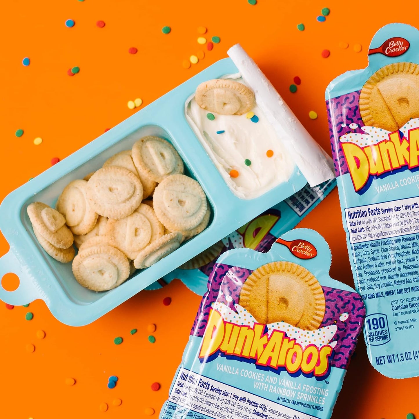 Dunkaroos Vanilla Cookies and Vanilla Frosting with Rainbow Sprinkles, 6 Ct