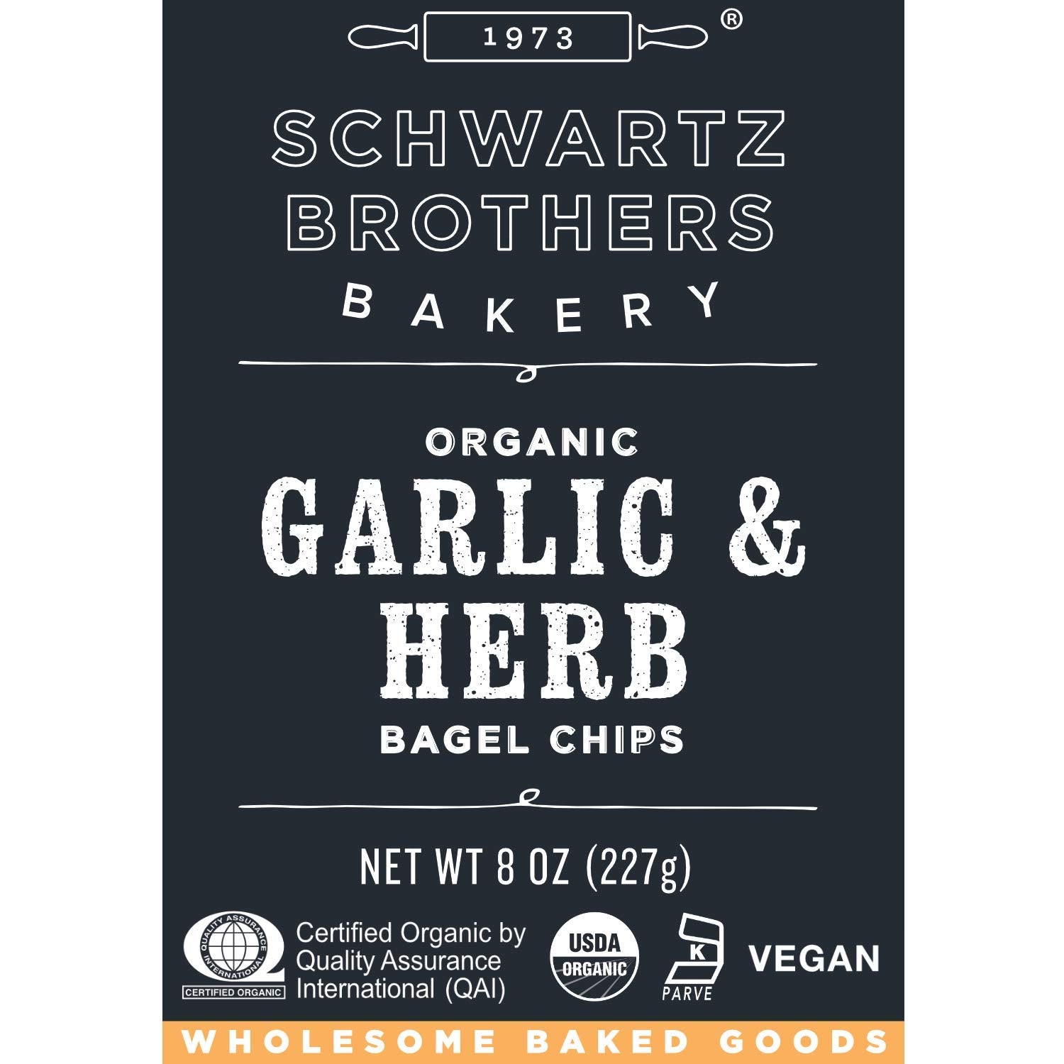 Garlic & Herb Bagel Chips NY Style Bagel Crisps. Organic, Vegan, Kosher. from the Artisans of Schwartz Brothers Bakery. Baked Fresh. Twice Baked. 8 Ounce Container. Great Snack. Delicious. Pack of 2. - Big Mart USA