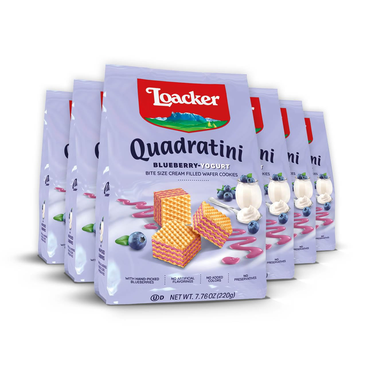 Loacker Quadratini Dark Chocolate Wafer Cookies LARGE - 30% Less Sugar - Premium Crispy Bite Size Wafers - NON-GMO - LARGE Pack of 6