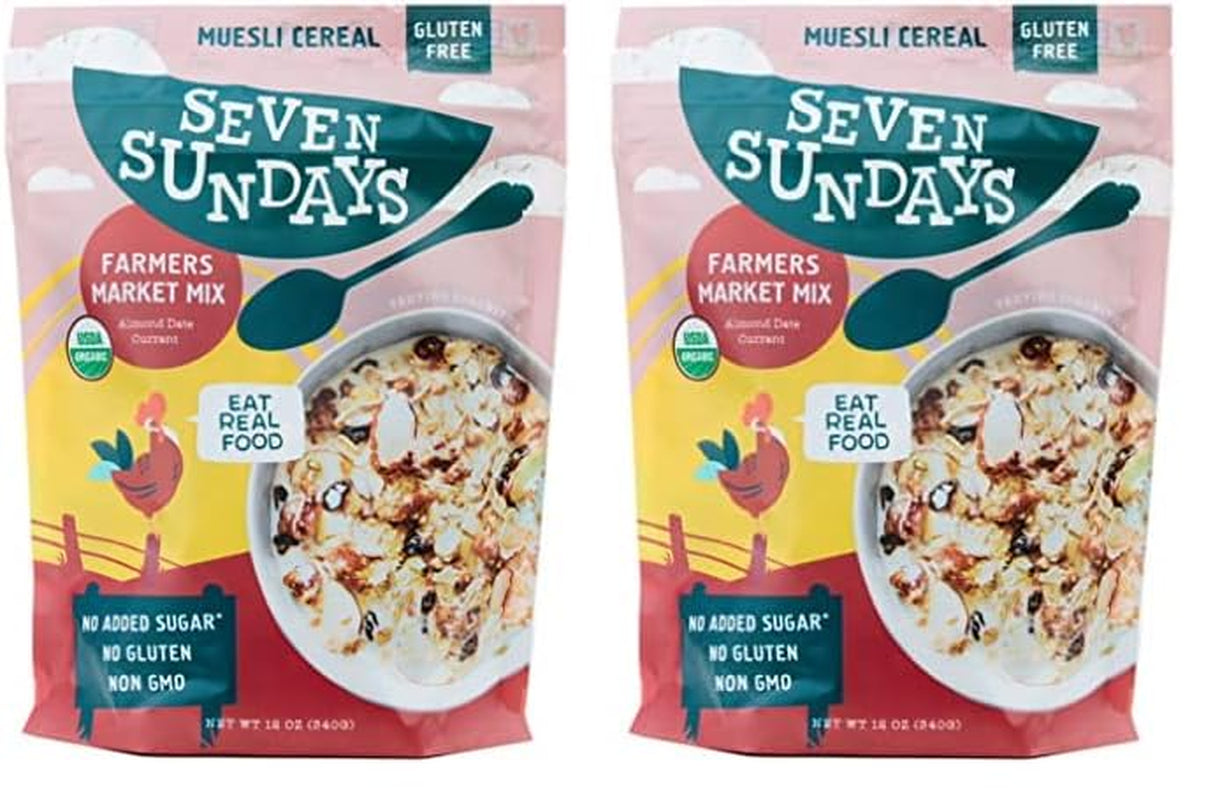 Seven Sundays Classic Bircher Apple Cinnamon Almond Muesli Cereal - 12 Oz Pouch - Certified Gluten Free Muesli - Non GMO, No Refined Sugar and Kosher