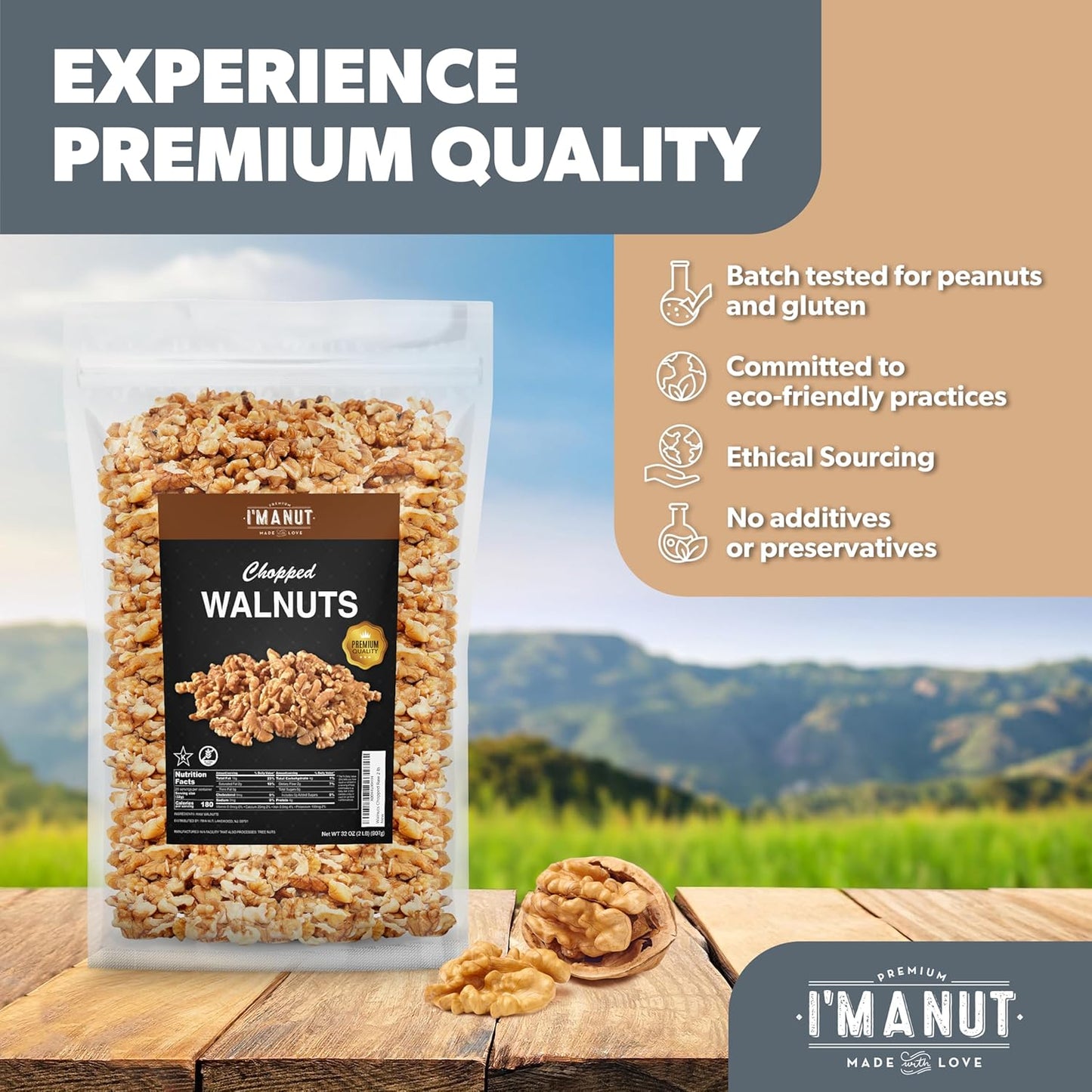 Premium Raw Walnut Halves & Pieces 48Oz (3 Lb) - 100% Natural, No-Ppo, Non-Gmo, Batch-Tested Gluten & Peanut Free, Kosher, Small Batch Quality - Big Mart USA