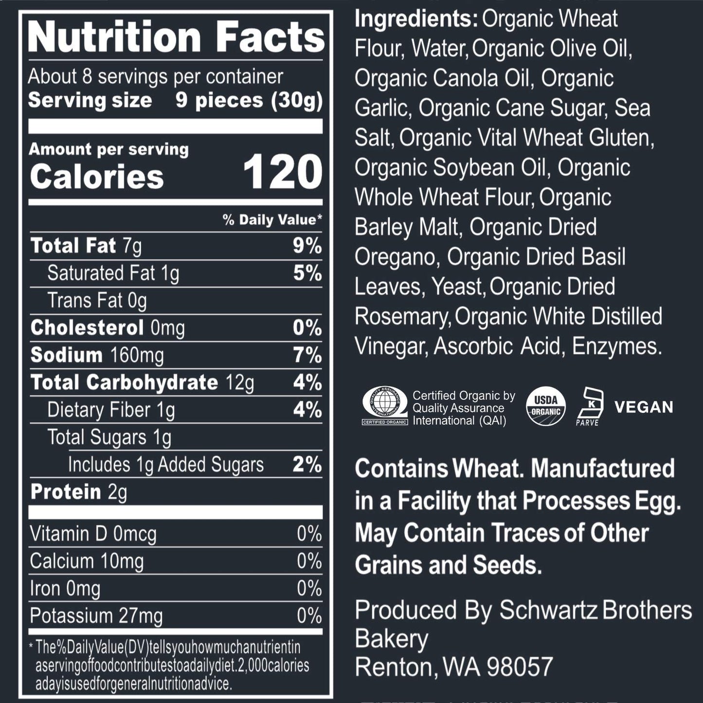 Garlic & Herb Bagel Chips NY Style Bagel Crisps. Organic, Vegan, Kosher. from the Artisans of Schwartz Brothers Bakery. Baked Fresh. Twice Baked. 8 Ounce Container. Great Snack. Delicious. Pack of 2. - Big Mart USA