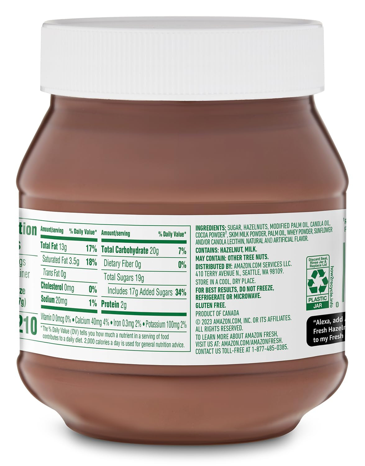 Amazon Fresh, Hazelnut Spread with Cocoa, 26.5 Oz