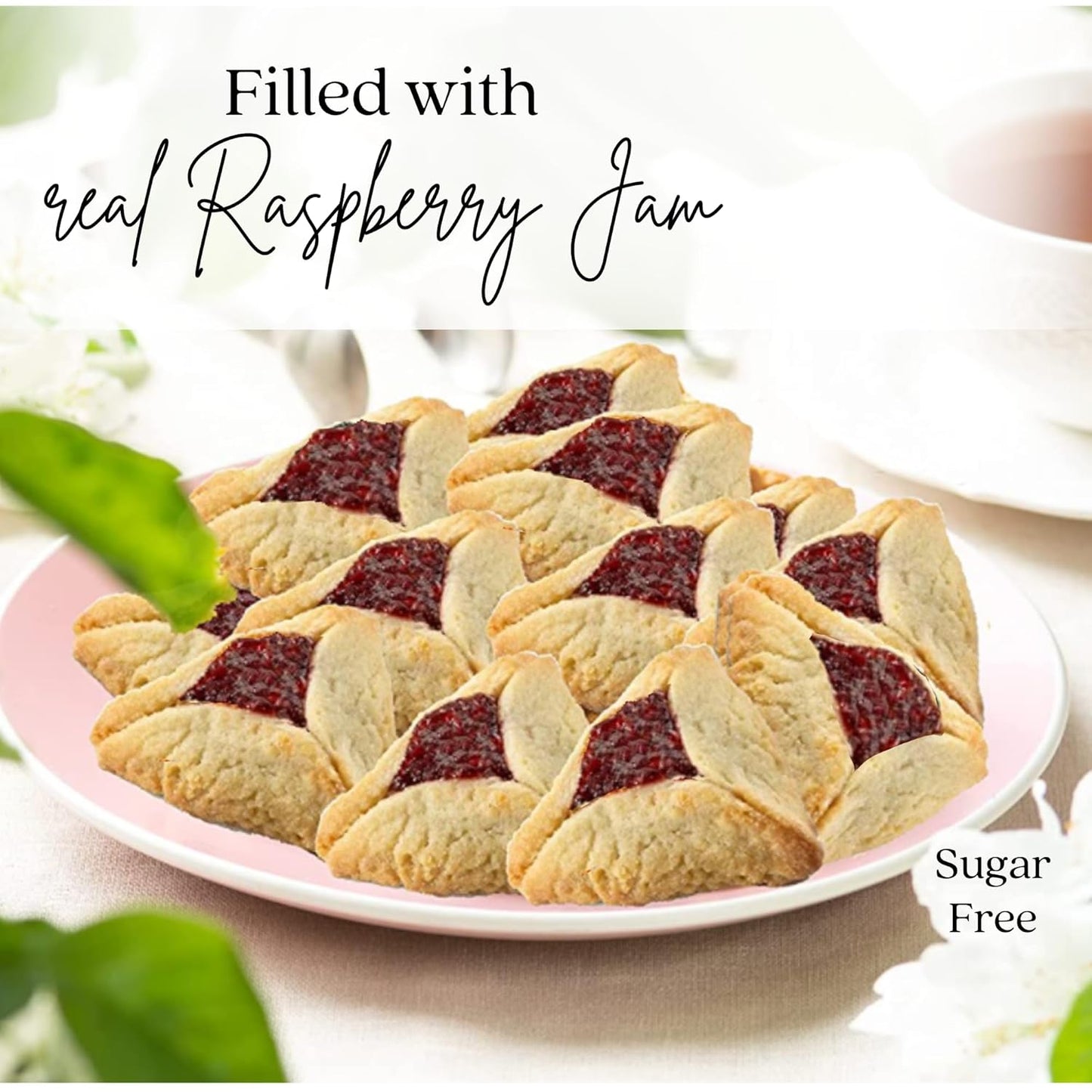 Sugar Free Cookies | [10 Count] Strawberry Filled Hamentaschen Cookies | Diabetic Cookies for Adults | Sugar Free Cookies and Snacks | Nut Free | Stern’S Bakery