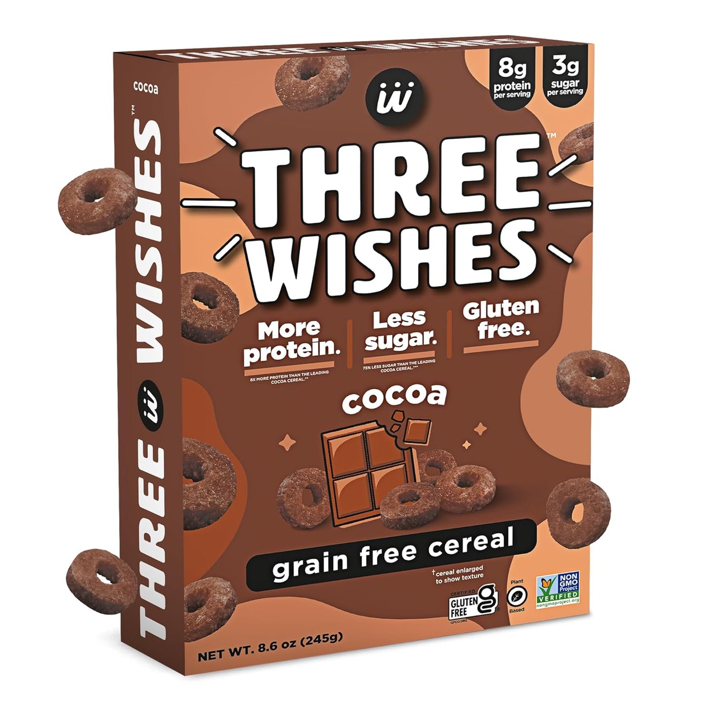 Protein and Gluten Free Breakfast Cereal by Three Wishes (6-Pack) - Marshmallow – 8G of Protein and 3G of Sugar Snack - Kosher, Grain-Free, Dairy-Free, Vegan and Peanut-Free - Non-Gmo