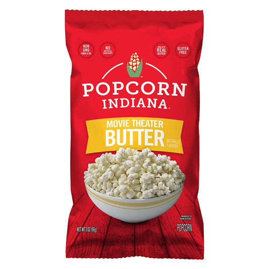 Popcorn Indiana Movie Theater Butter Popcorn (3 Oz Bags – 6 Pack) Pre-Popped Popcorn Made with Real Butter, Gluten Free, No Artificial Flavors, Perfect for Movie Nights or after School Snacks - Big Mart USA