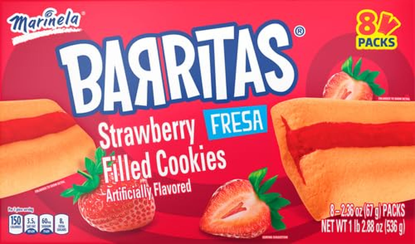 Marinela Barritas Fresa Strawberry Soft Filled Cookie Bar 1 Pack (8 Count) - Big Mart USA