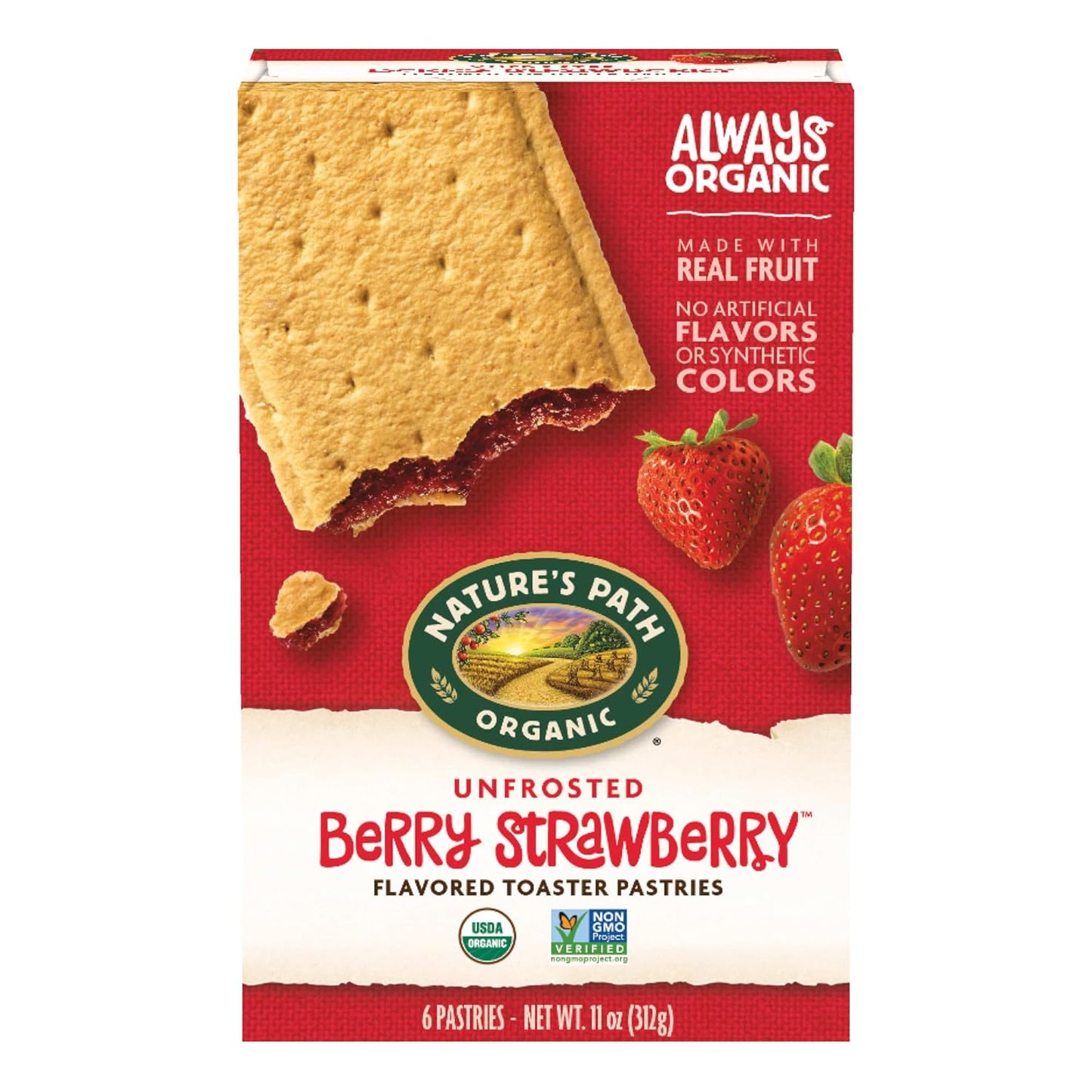 Nature’S Path Organic Frosted Berry Strawberry Toaster Pastries, 11 Ounce (Pack of 12), Non-Gmo, Made with Real Strawberries