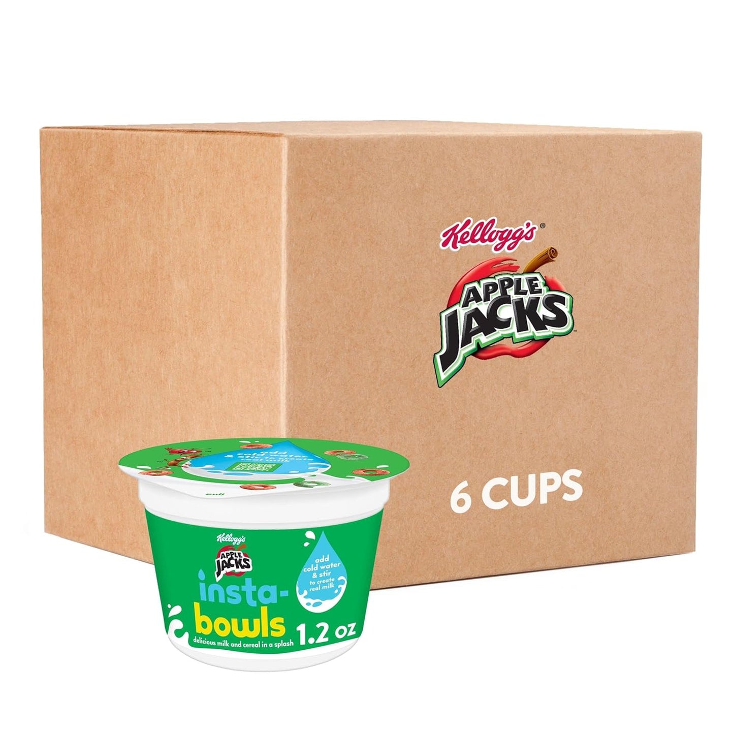 Kellogg’S Apple Jacks Cold Breakfast Cereal Cups, 8 Vitamins and Minerals, Kids Snacks, Original (12 Cups)