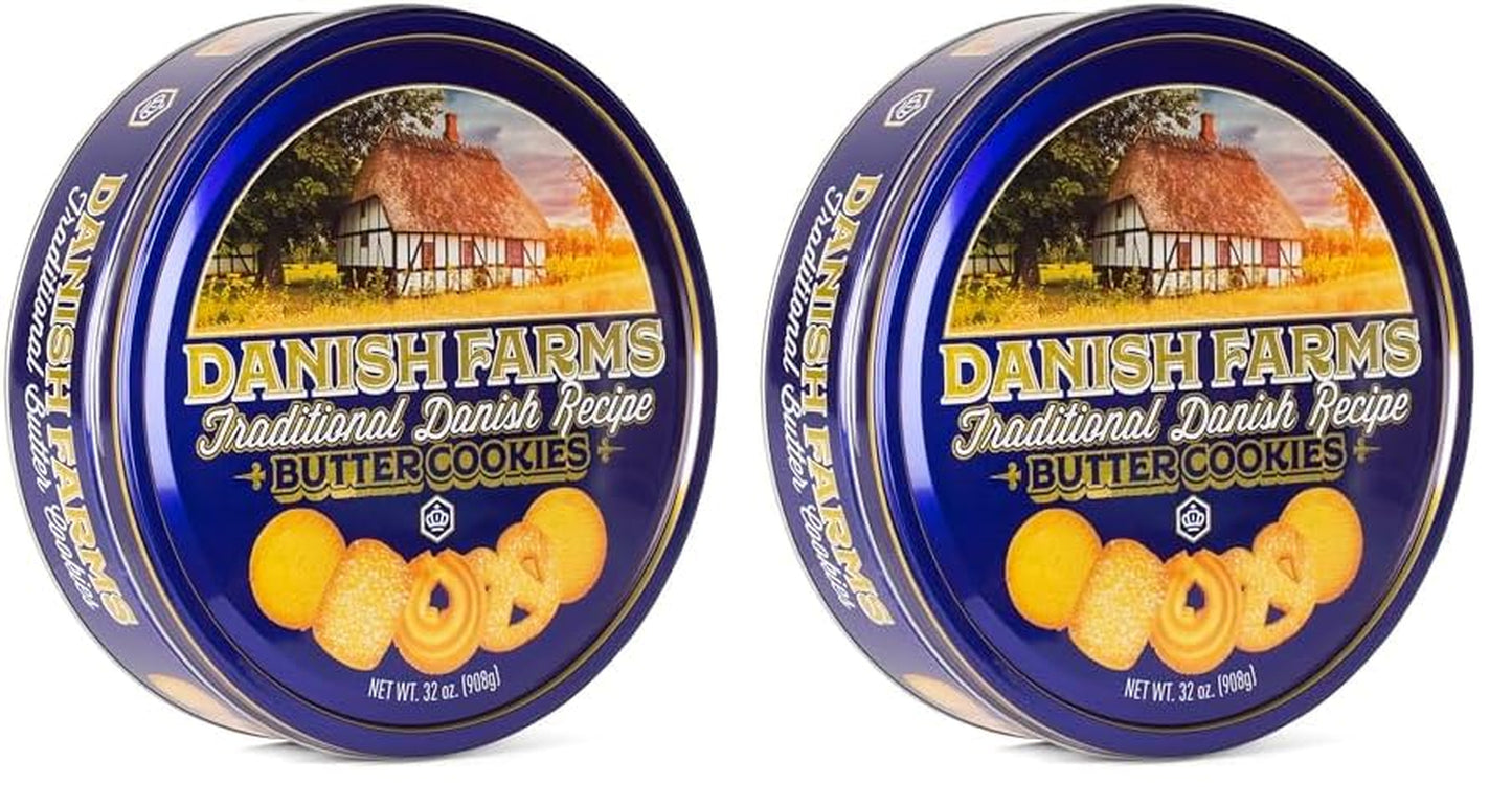 Danish Farms Traditional Butter Cookies, 12-Oz. Blue Cookie Tin, Traditional Danish Recipe Butter Cookies for Dessert or Snack, Gift Cookie Tin, Retail Pack