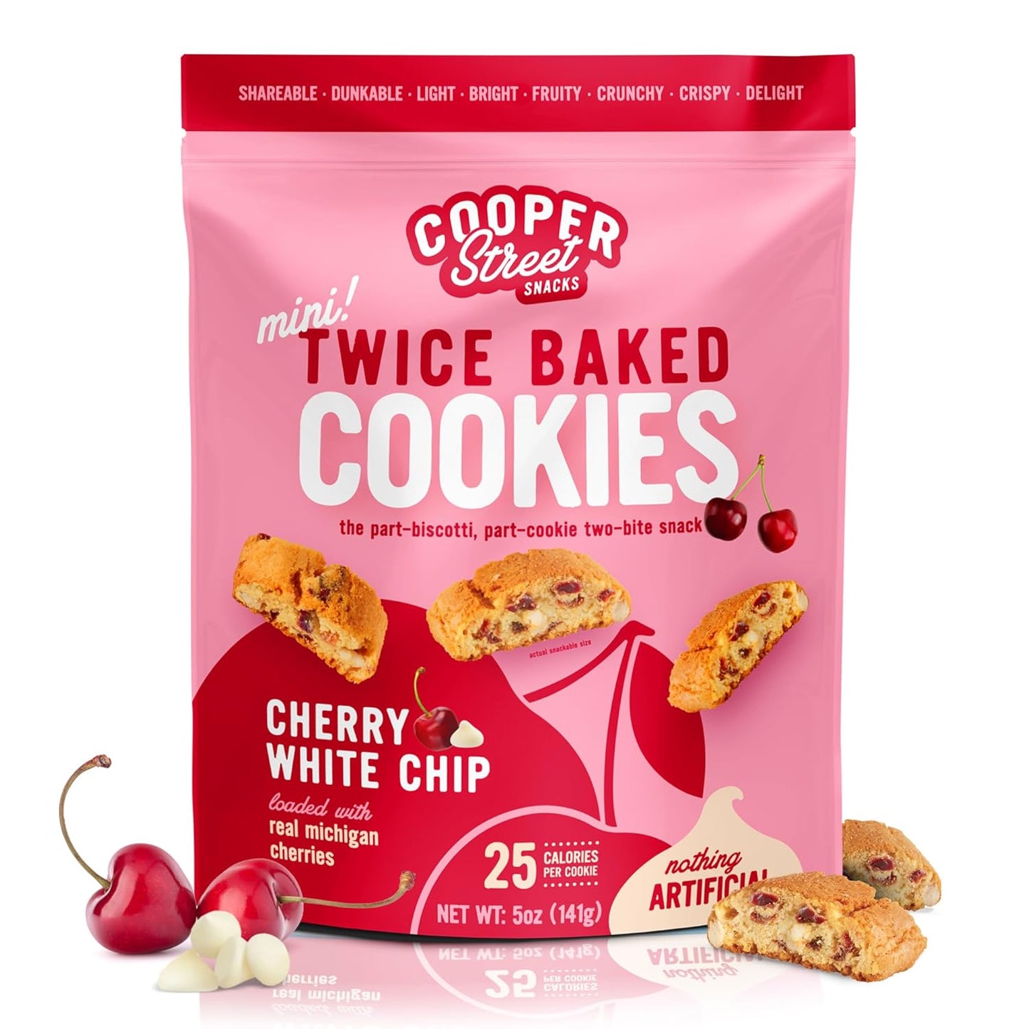 Cooper Street Twice Baked Brownie Chocolate Biscotti Cookies - Light and Crispy Coffee Cookie Bites - Traditional Low Calorie Italian Snacks for Adults & Kids - Kosher, Dairy, Peanut & Soy Free - 5Oz