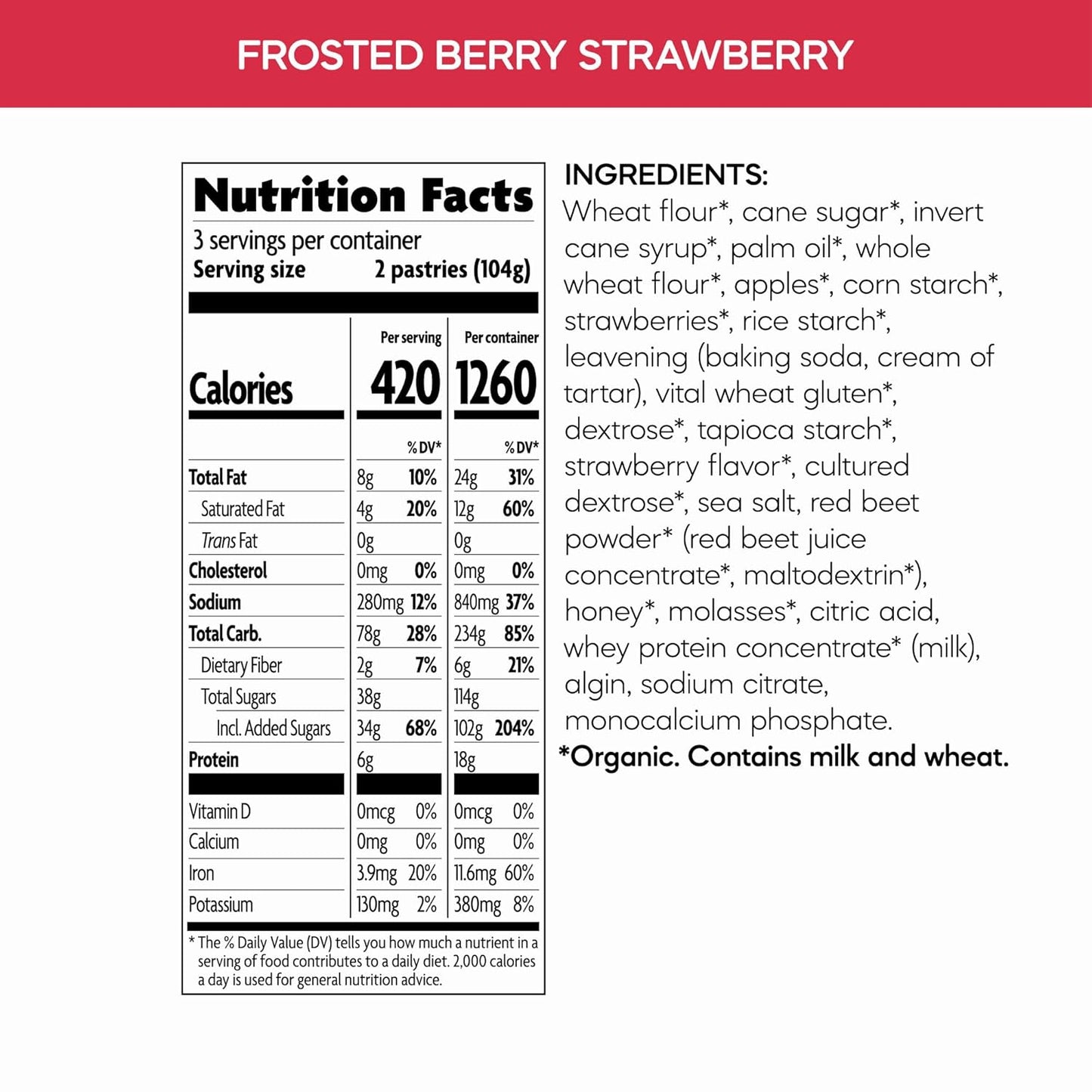 Nature’S Path Organic Frosted Berry Strawberry Toaster Pastries, 11 Ounce (Pack of 12), Non-Gmo, Made with Real Strawberries