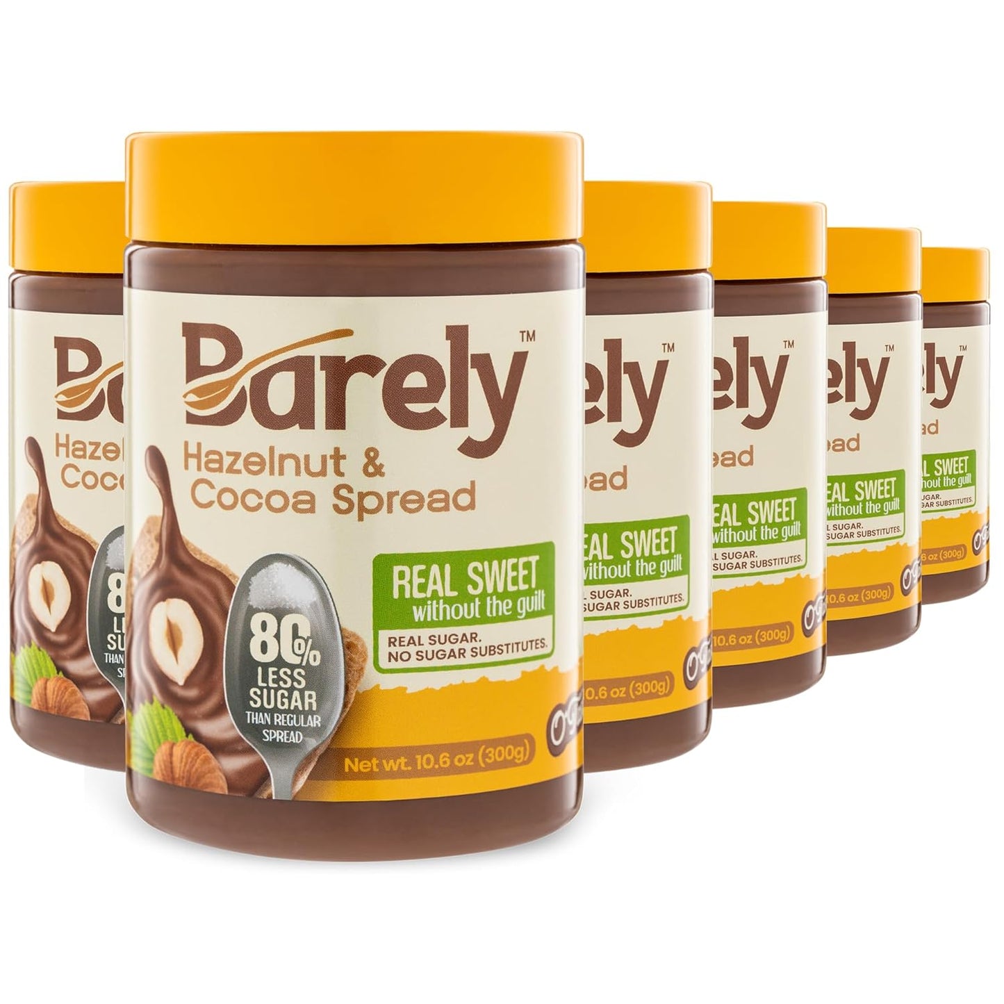Hazelnut & Cocoa Spread by Barely, Low Sugar & No Artificial Sweeteners, Vegan, Keto Friendly, Delicious Chocolate Spread & Dessert Dip, 3.2 G Cane Sugar per Serving, 1-Pack