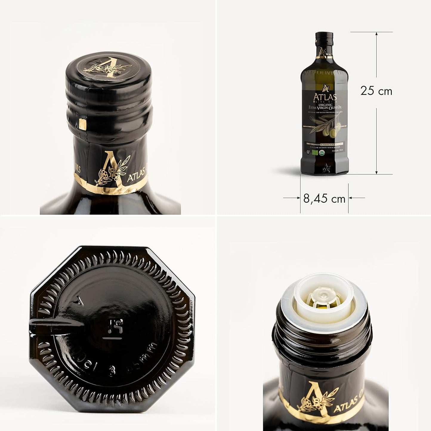 Atlas 750 Ml Organic Cold Press Extra Virgin Olive Oil with Polyphenol Rich from Morocco | Newly Harvested Unprocessed from One Single Family Farm | Moroccan EVOO Trusted by Award-Winning Chefs