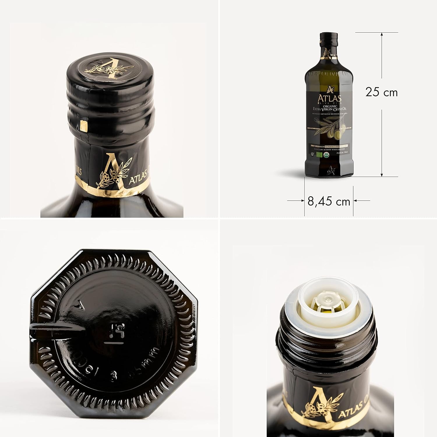 Atlas 750 Ml Organic Cold Press Extra Virgin Olive Oil with Polyphenol Rich from Morocco | Newly Harvested Unprocessed from One Single Family Farm | Moroccan EVOO Trusted by Award-Winning Chefs