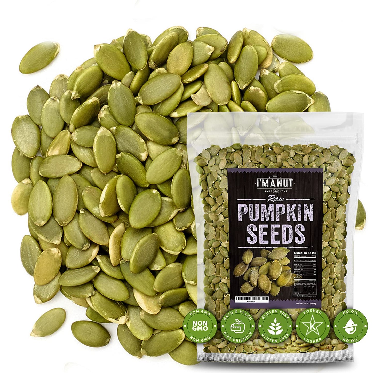 Oven Toasted Pumpkin Seeds with Sea Salt (Papitas) 32 Oz (2 Lb) Batch Tested Gluten & Peanut Free | No Oils | No PPO | Non GMO | Vegan and Keto Friendly | Premium Quality - Big Mart USA