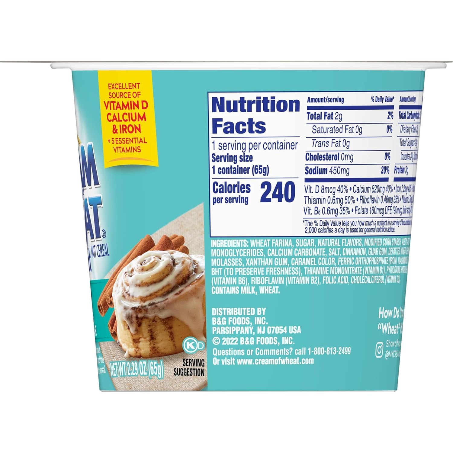 Cream of Wheat Instant Hot Cereal To-Go Cups, Cinnabon, 2.29 Ounce (Pack of 6)