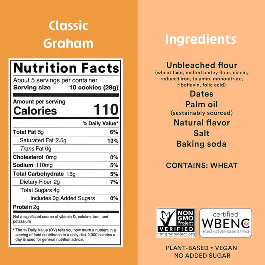 Must Love Classic Graham - No Added Sugar, Sweetened with Dates - Great for Pie Crust, Mini S'More, Cheese Boards - Simple Ingredients, Vegan, Plant-Based - Healthy Snacking for Family, 2 Pack X 5 Oz - Big Mart USA