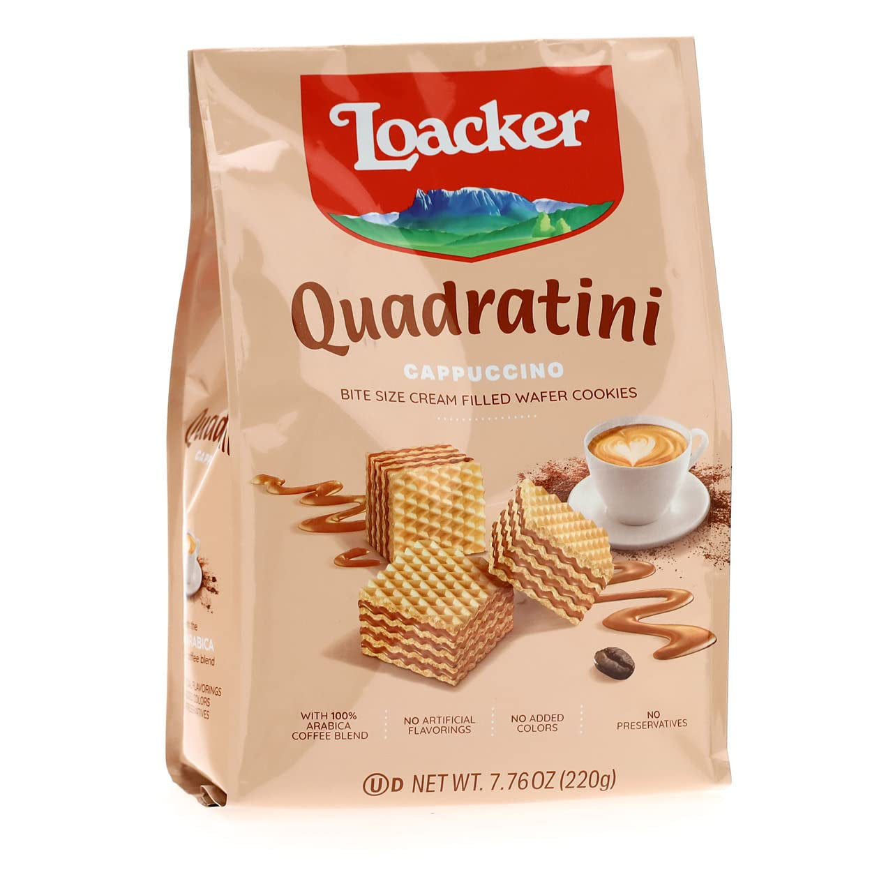 Loacker Quadratini Dark Chocolate Wafer Cookies LARGE - 30% Less Sugar - Premium Crispy Bite Size Wafers - NON-GMO - LARGE Pack of 6