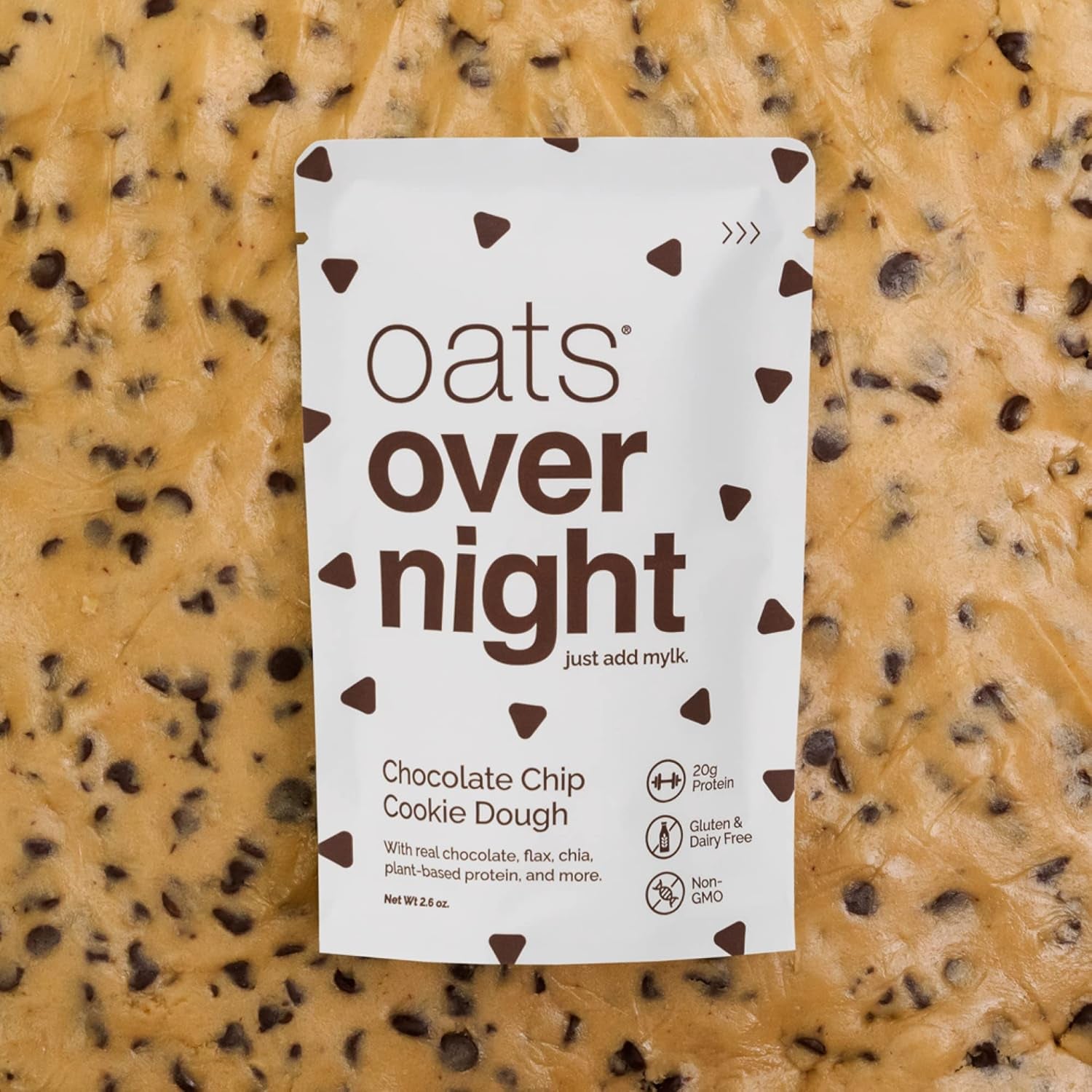 Oats Overnight - Chocolate Chip Cookie Dough - Vegan, 20G Protein, High Fiber Breakfast Shake - Gluten Free, Non GMO Oatmeal (2.6 Oz per Meal) (8 Pack) - Big Mart USA