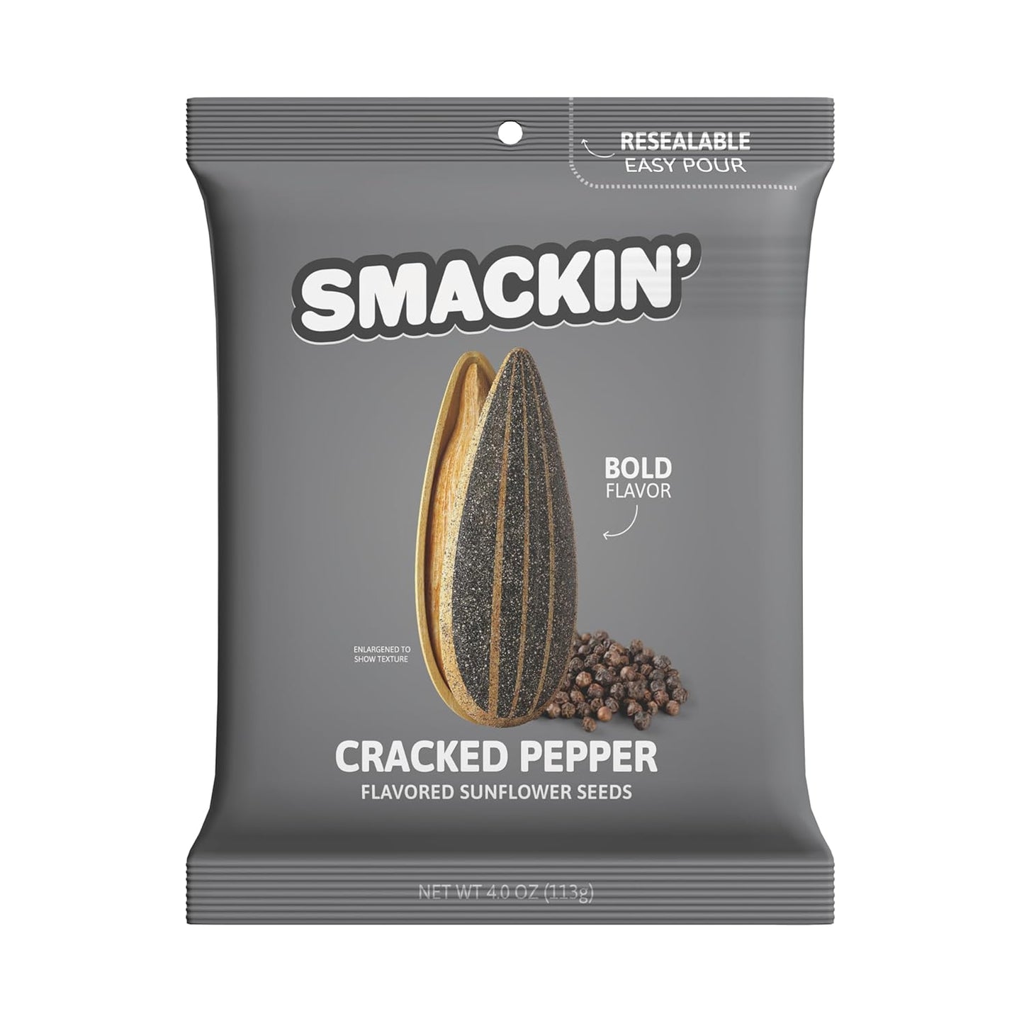SMACKIN' - Jumbo Roasted Sunflower Seeds, No Salty Burn, American Made, Easy Pour & Seal - Variety Pack, 4Oz Bag (12 Bags)