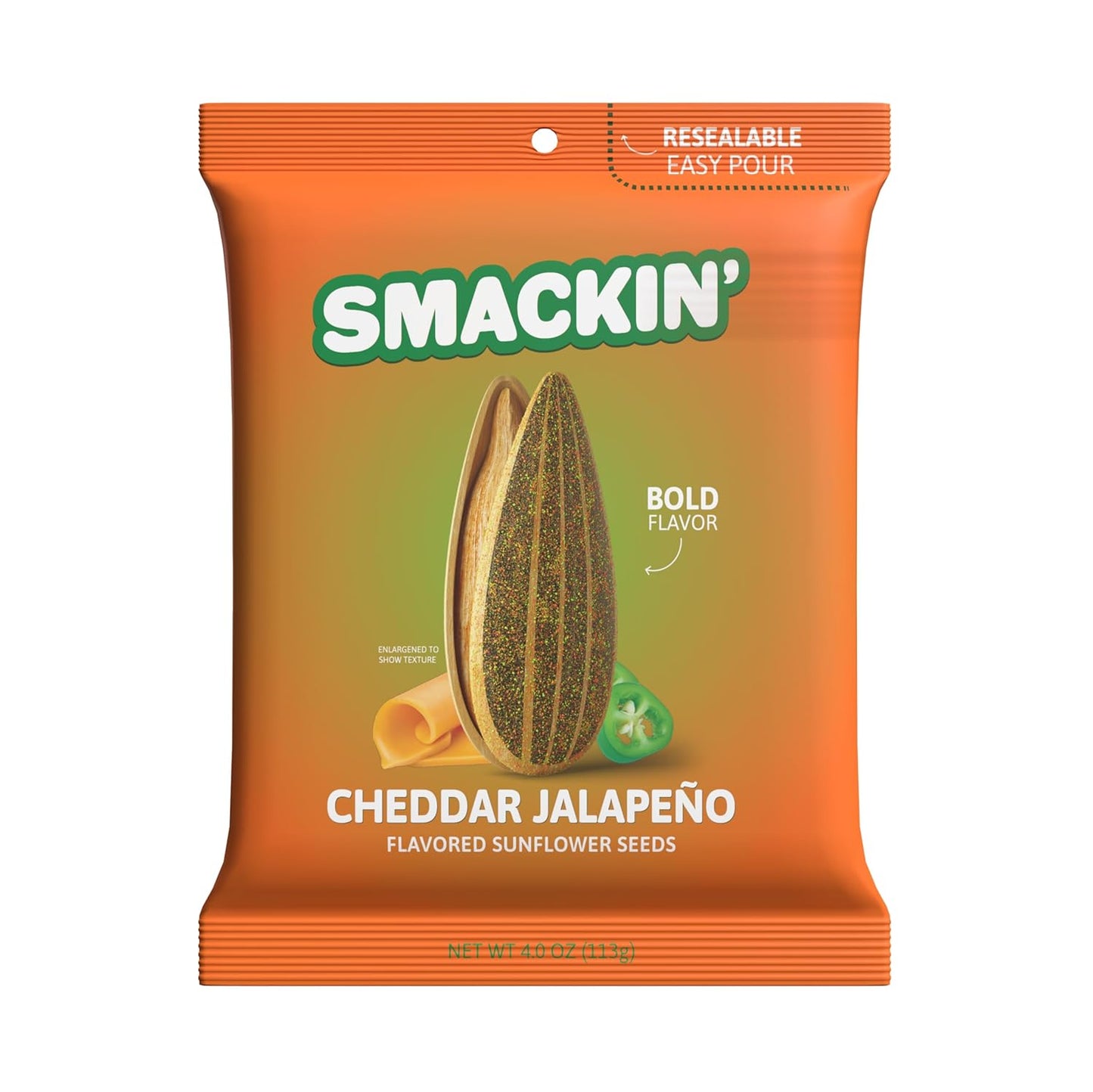 SMACKIN' - Jumbo Roasted Sunflower Seeds, No Salty Burn, American Made, Easy Pour & Seal - Variety Pack, 4Oz Bag (12 Bags)