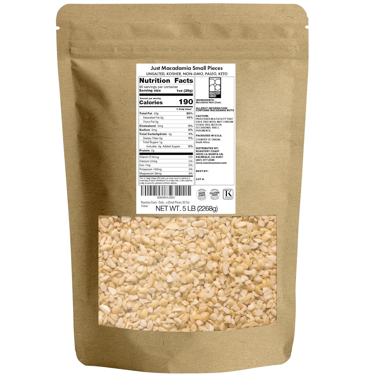 Roastery Coast - Daily Nuts | Just Raw Macadamia Nuts Unsalted | Bulk Nuts |Snack Nuts | Healthy Nuts | Gluten Free | Macadamia Nut Butter | Non GMO | Nut Snacks | Unsalted Nuts | Keto Snack Mix