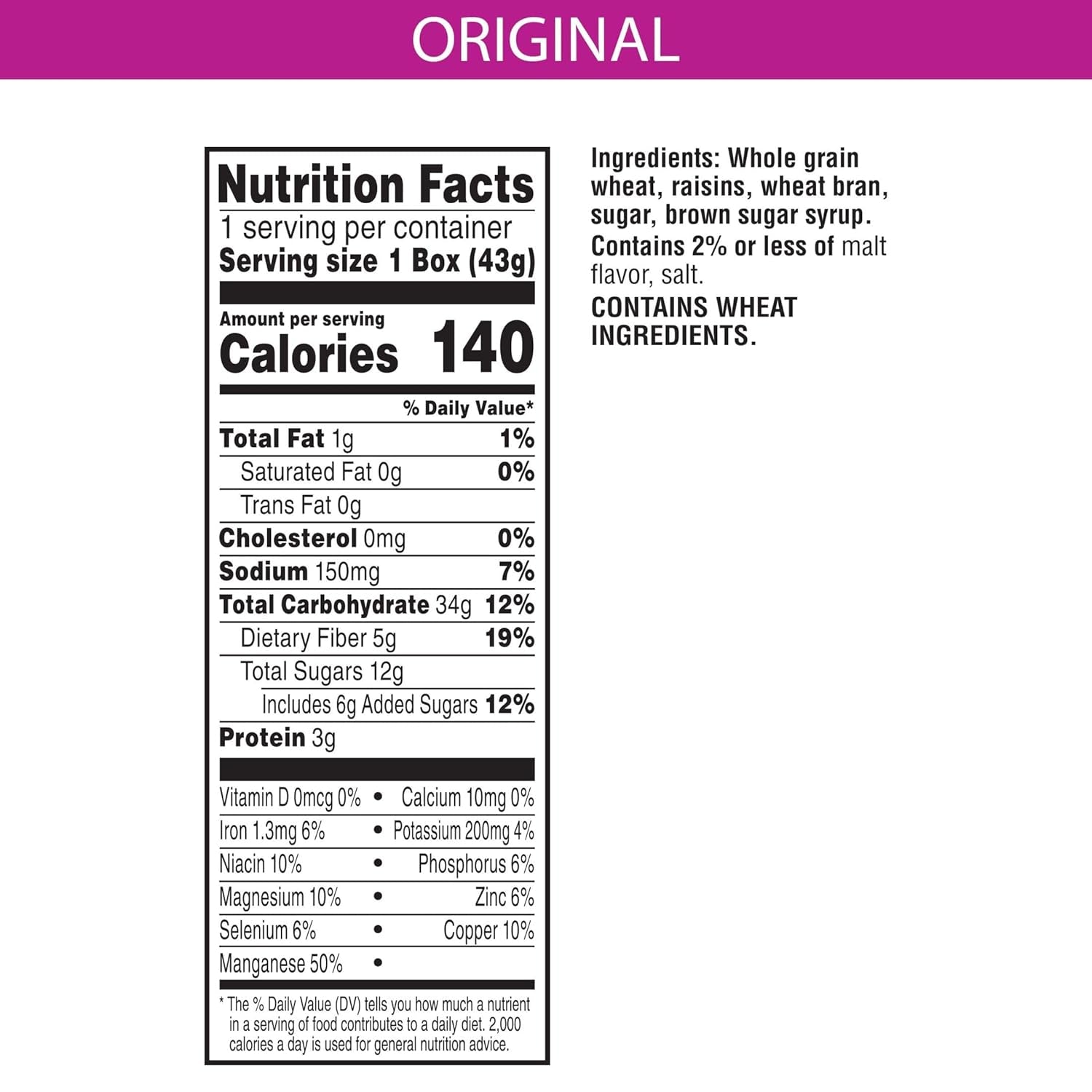 Kellogg's Original Raisin Bran Breakfast Cereal, 1.52 oz (70 Count) - Big Mart USA