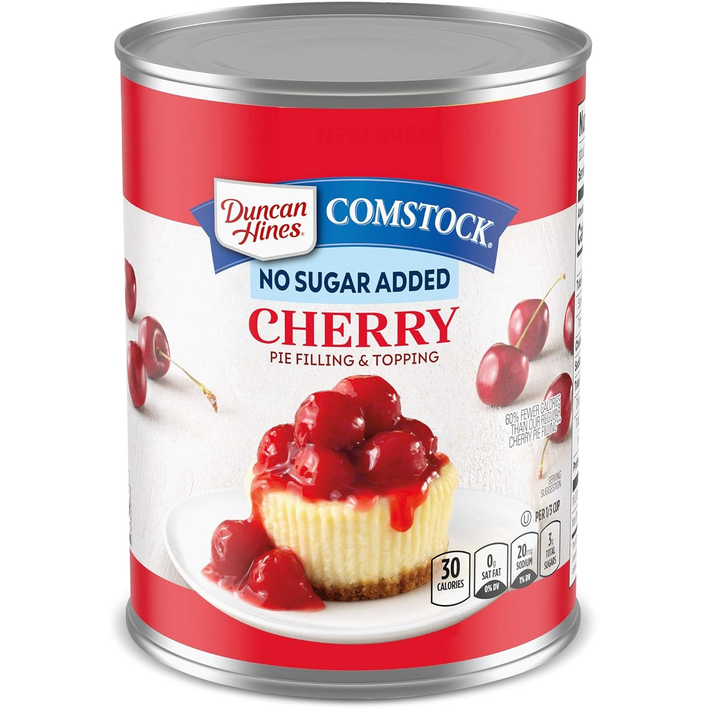 Duncan Hines Comstock More Fruit Pie Filling & Topping, Cherry, 21 Ounce (Pack of 8)