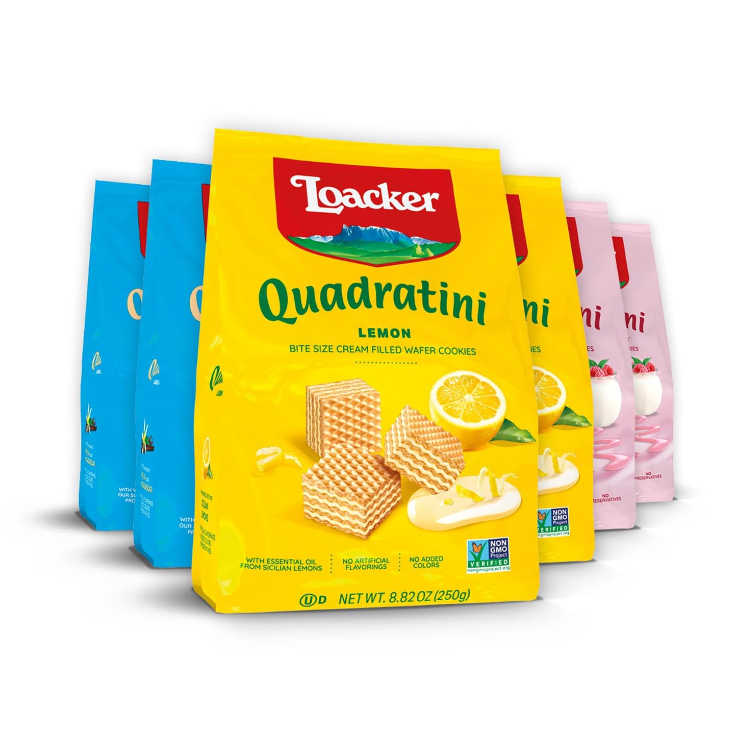 Loacker Quadratini Dark Chocolate Wafer Cookies LARGE - 30% Less Sugar - Premium Crispy Bite Size Wafers - NON-GMO - LARGE Pack of 6