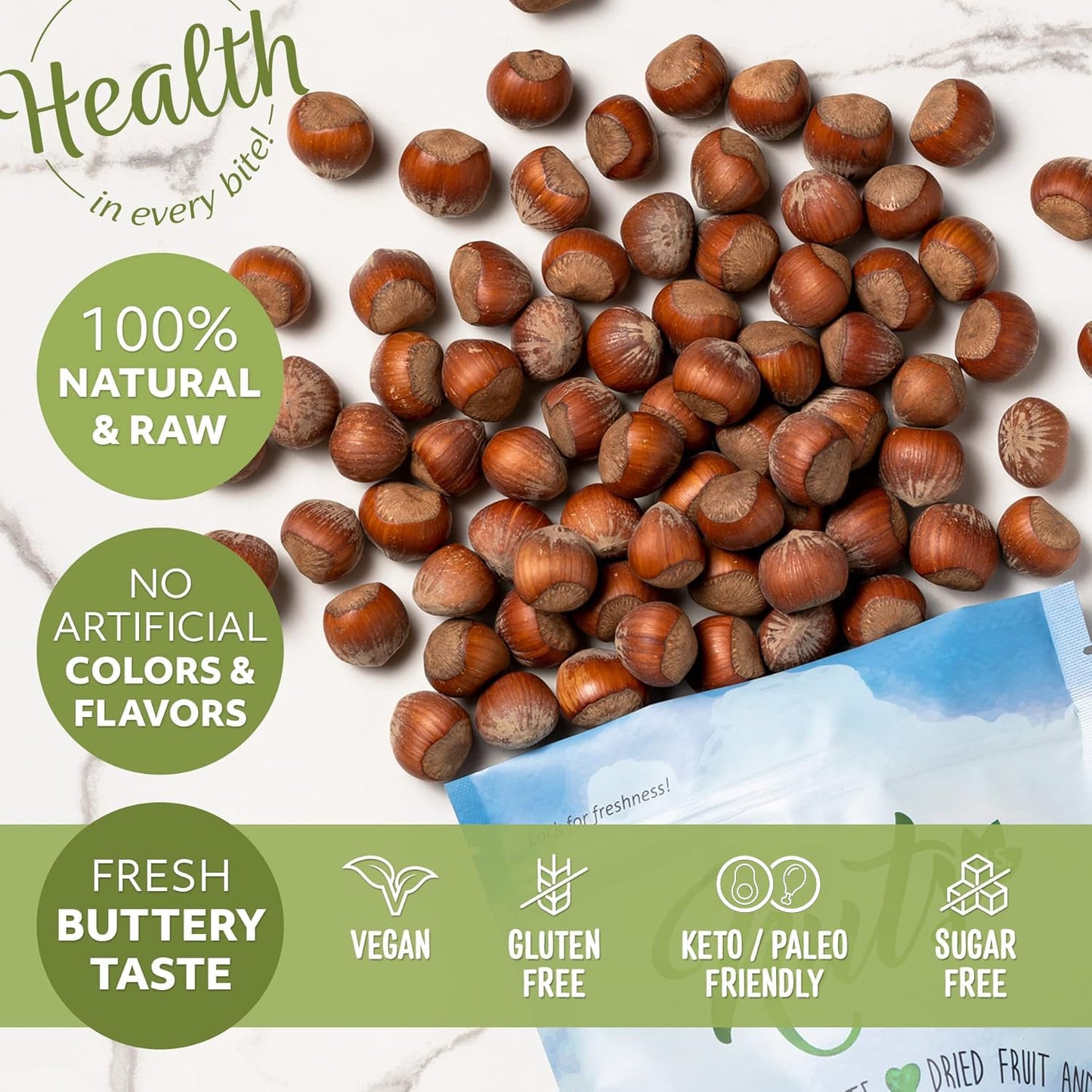 NUTS U.S. - Oregon Hazelnuts in Shell | Whole, Raw and Unsalted | No Added Flavor and NON-GMO | Fresh Buttery Taste and Easy to Crack | Natural Unshelled Hazelnuts Packed in Resealable Bags!!! (6 LBS)