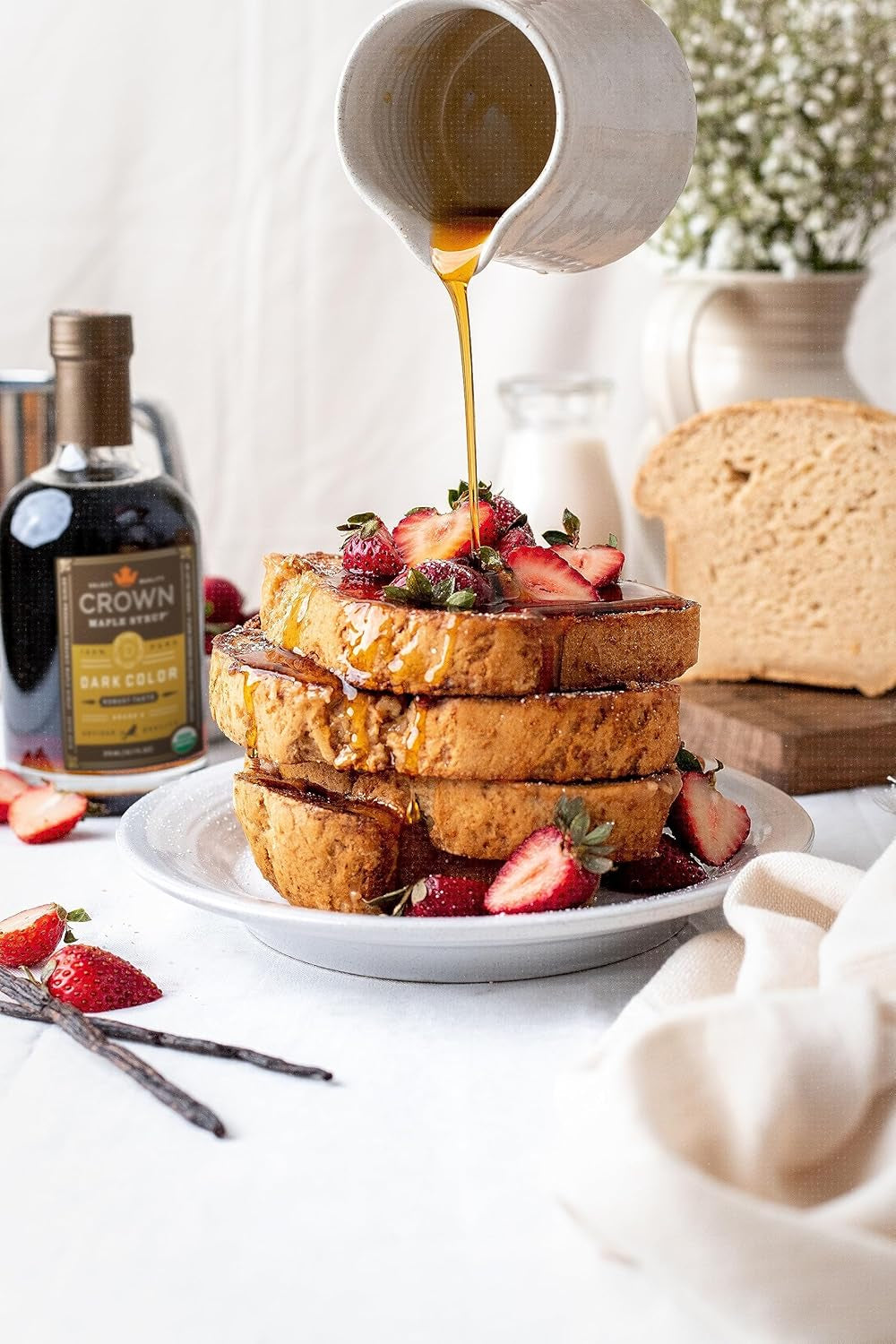 Crown Maple Dark Color Robust Taste Organic Maple Syrup, 100% Pure, Grade A, Gluten Free, No Preservatives, Non-Gmo Pancake and Breakfast Topping, 12.7 Fl Oz