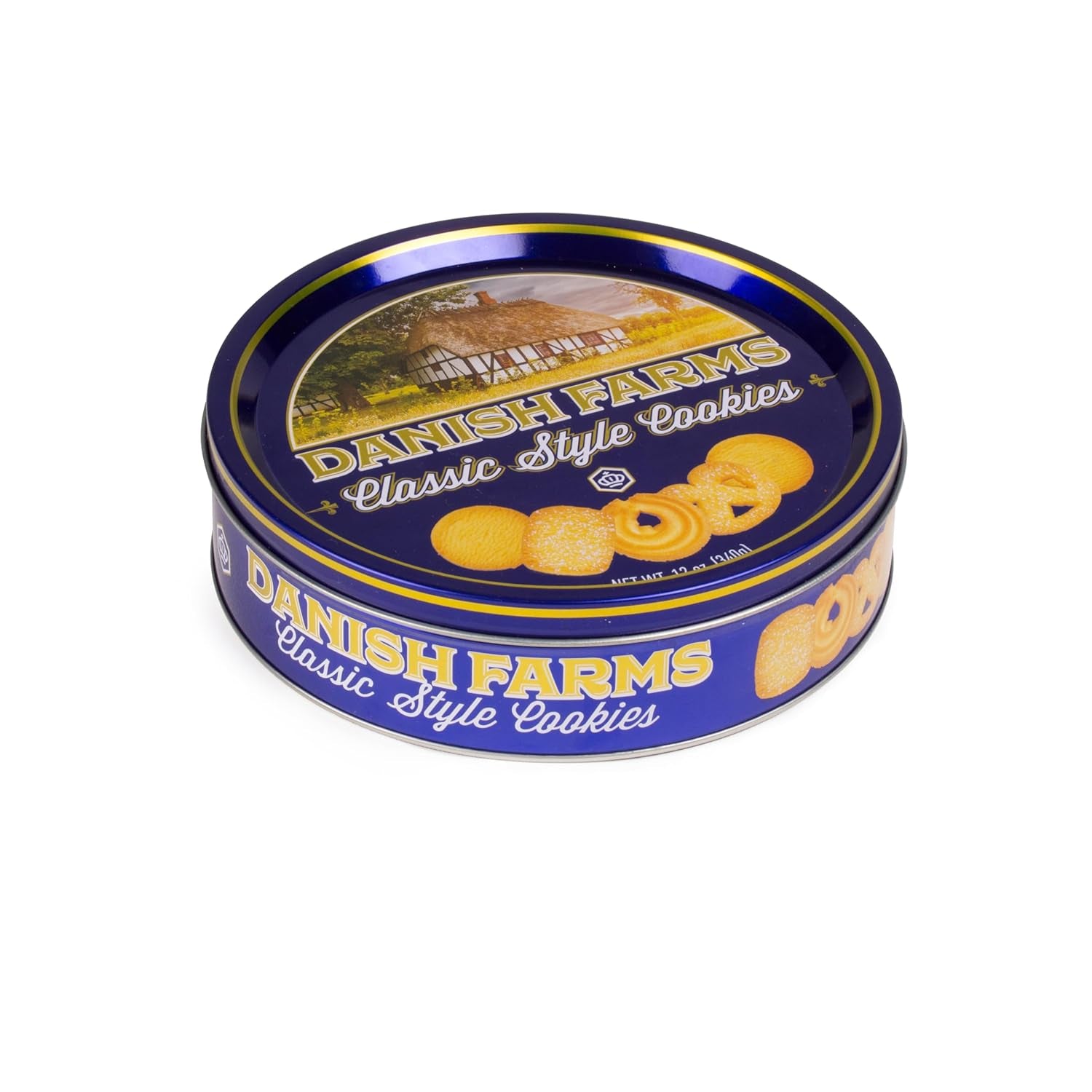 Danish Farms Traditional Butter Cookies, 12-Oz. Blue Cookie Tin, Traditional Danish Recipe Butter Cookies for Dessert or Snack, Gift Cookie Tin, Retail Pack