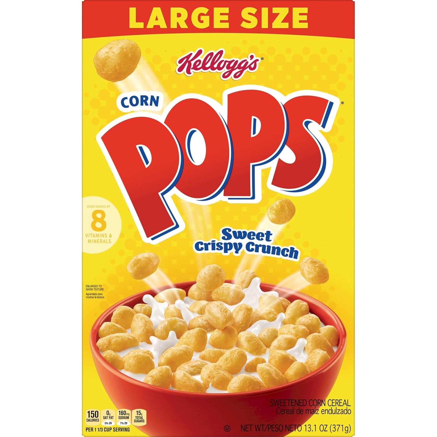Kellogg'S Corn Pops Cold Breakfast Cereal, 8 Vitamins and Minerals, Kids Snacks, Large Size, Original, 8.1Lb Case (10 Boxes)