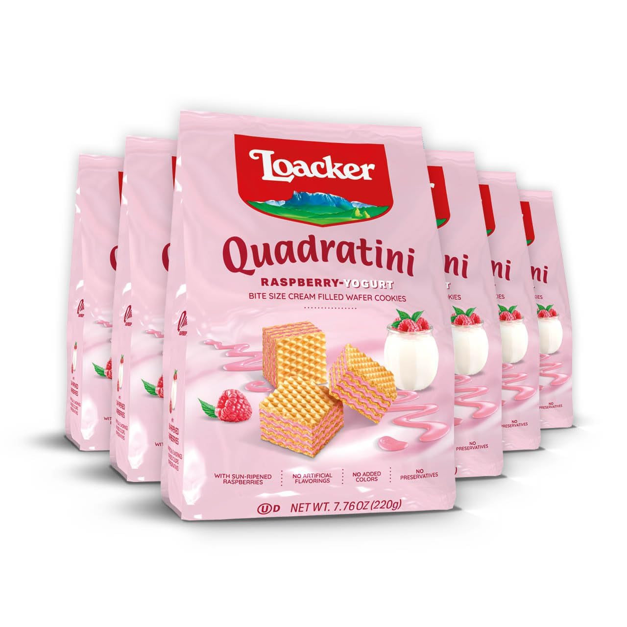 Loacker Quadratini Dark Chocolate Wafer Cookies LARGE - 30% Less Sugar - Premium Crispy Bite Size Wafers - NON-GMO - LARGE Pack of 6