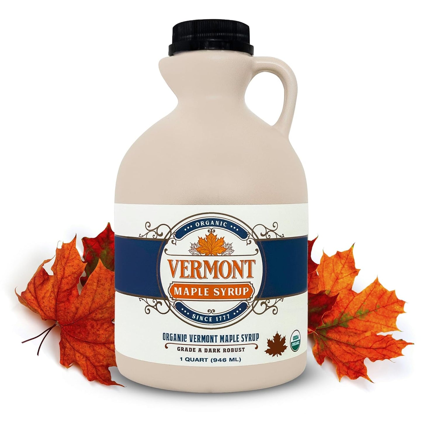 Vermont Maple Syrup - 32 Oz Grade A, Amber Rich Organic Maple Syrup - 100% Pure and Authentic Maple Syrup for Pancakes, Waffles and More - Nut Free, Gluten Free, Vegan, Paleo