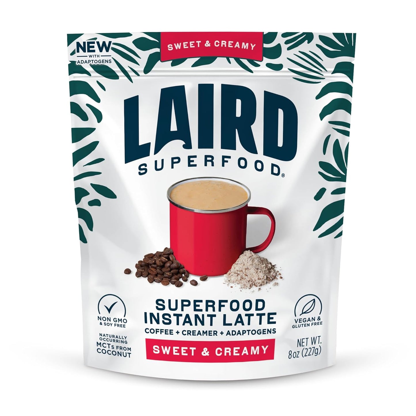 Laird Superfood Instant Latte Sweet & Creamy, Non-Dairy, Superfood Creamer, Gluten Free, Non-Gmo, Vegan, 15Pk Sachets