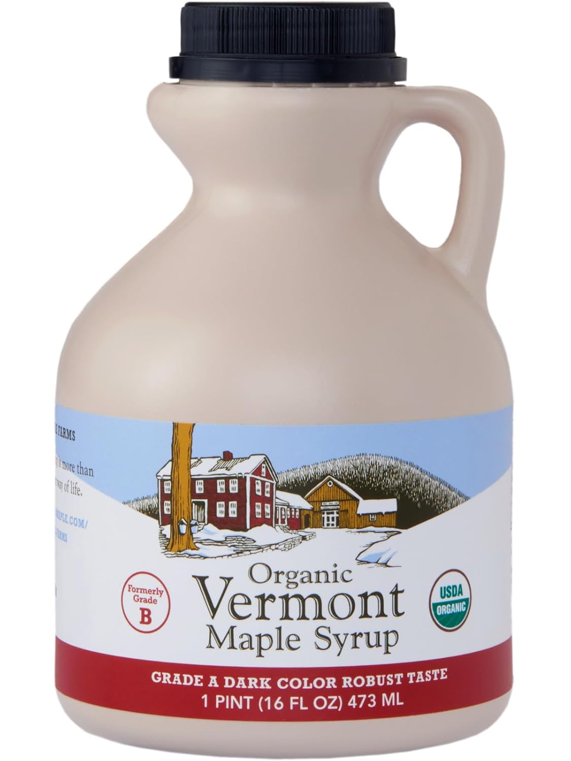 Hidden Springs Maple Organic Vermont Maple Syrup, Grade a Dark Robust (Formerly Grade B), 32 Ounce, 1 Quart, Family Farms, Bpa-Free Jug