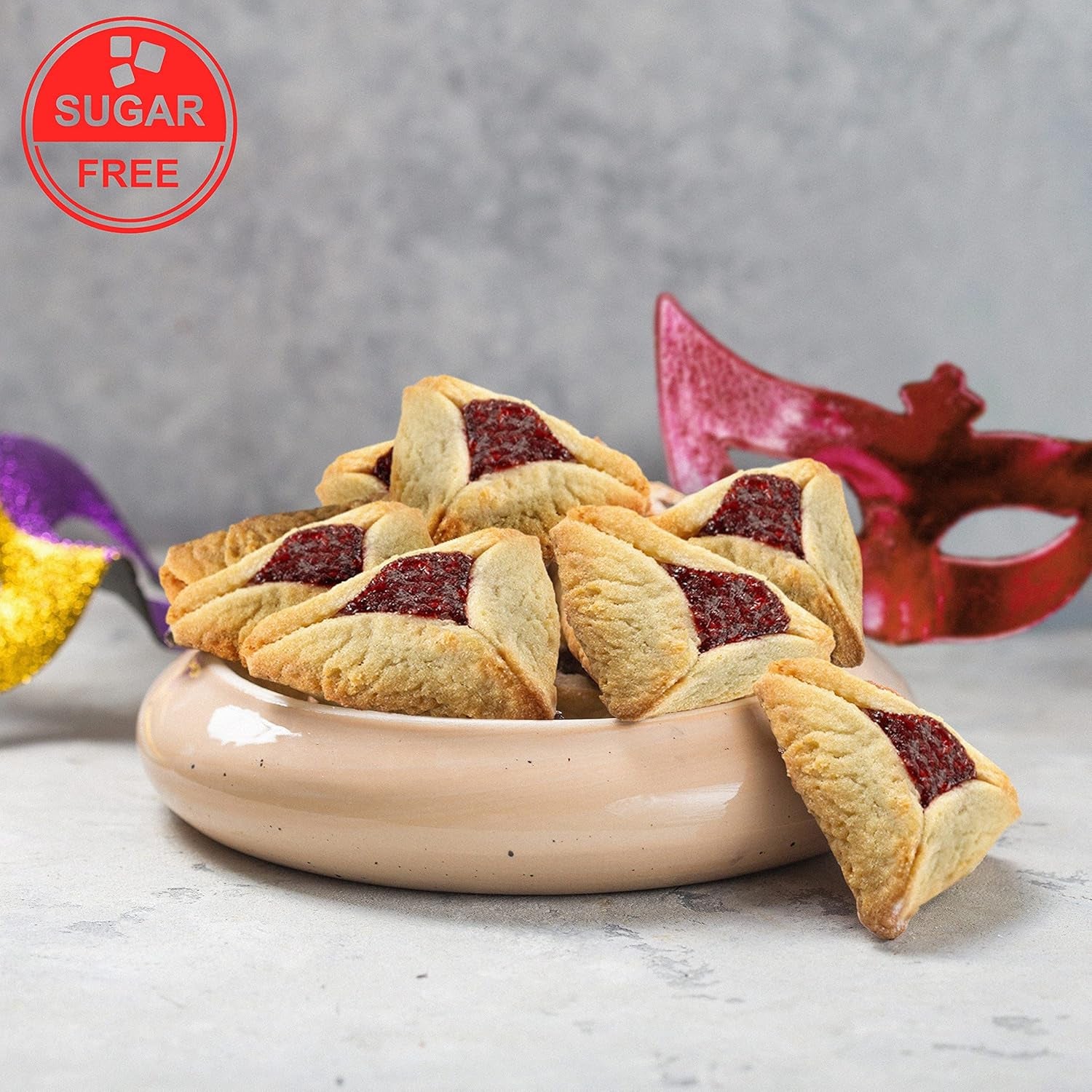 Sugar Free Cookies | [10 Count] Strawberry Filled Hamentaschen Cookies | Diabetic Cookies for Adults | Sugar Free Cookies and Snacks | Nut Free | Stern’S Bakery