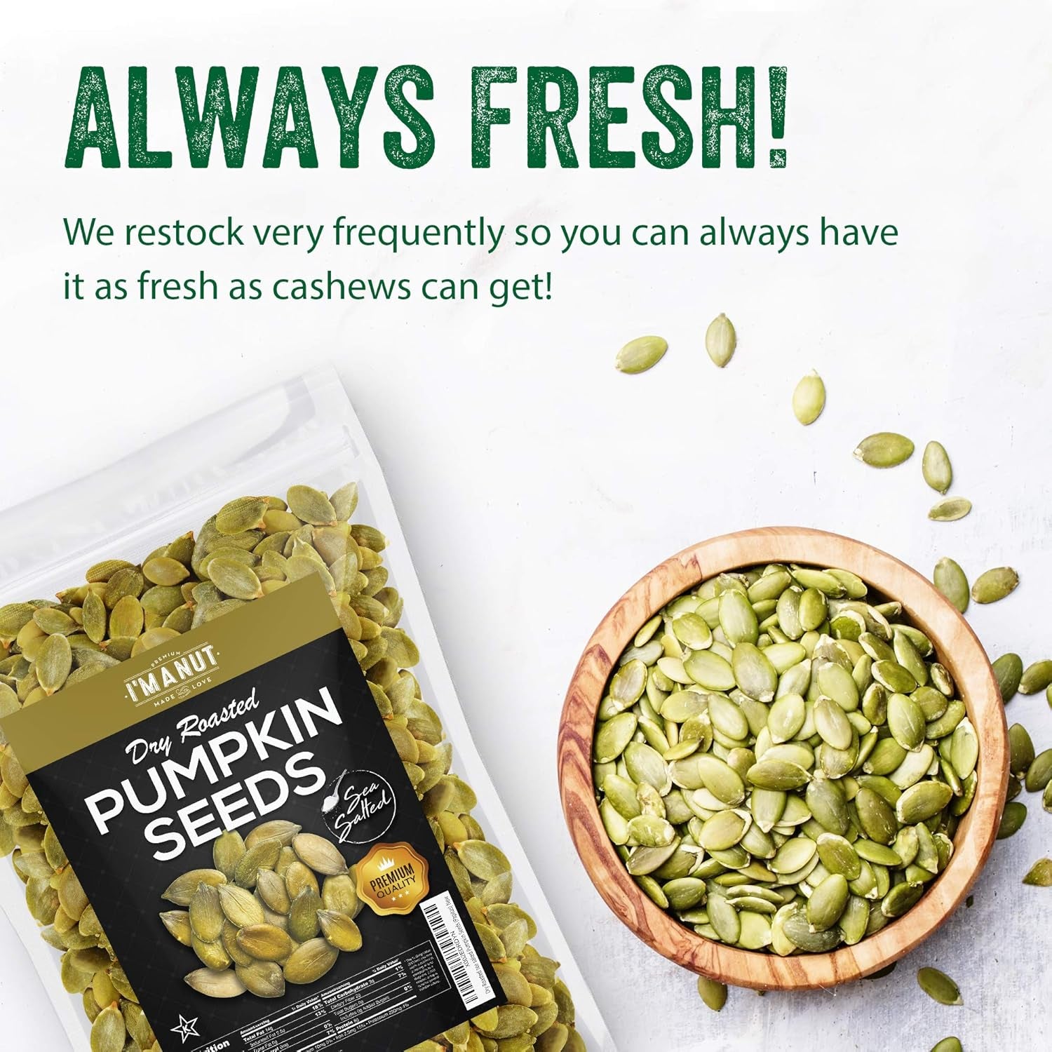 Oven Toasted Pumpkin Seeds with Sea Salt (Papitas) 32 Oz (2 Lb) Batch Tested Gluten & Peanut Free | No Oils | No PPO | Non GMO | Vegan and Keto Friendly | Premium Quality - Big Mart USA