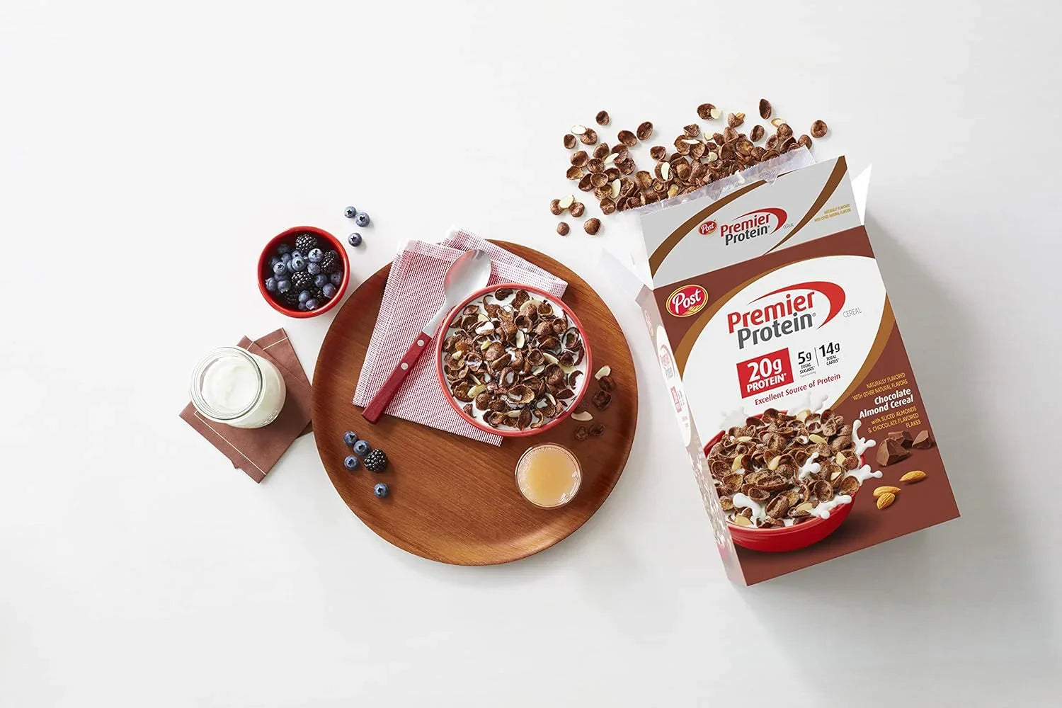Post Premier Protein Chocolate Almond Cereal - Chocolatey Protein Flakes with Sliced Almonds, 20G of Protein per Serving, 9 OZ Box - Big Mart USA