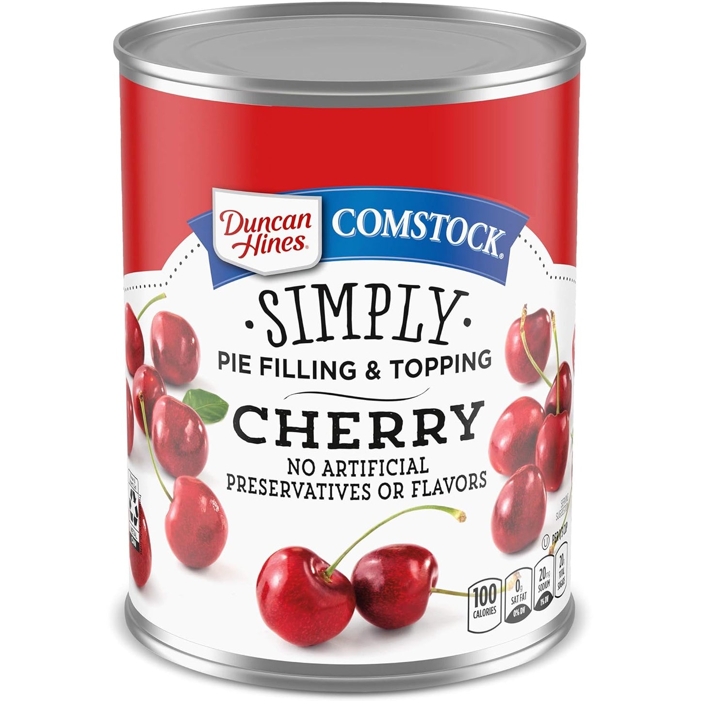 Duncan Hines Comstock More Fruit Pie Filling & Topping, Cherry, 21 Ounce (Pack of 8)