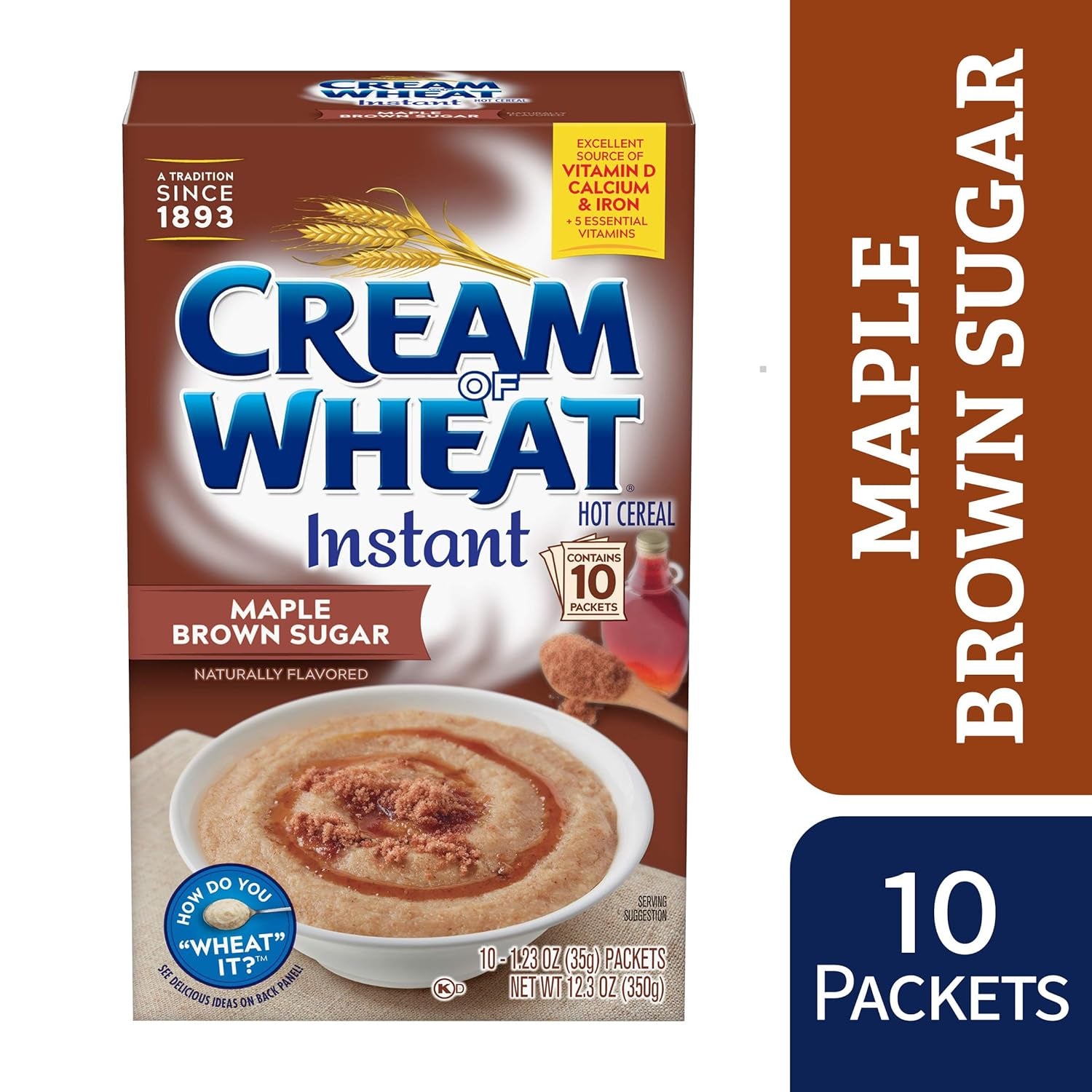 Cream of Wheat Instant Hot Cereal, Maple Brown Sugar, 1.23 Ounce, 10 Packets
