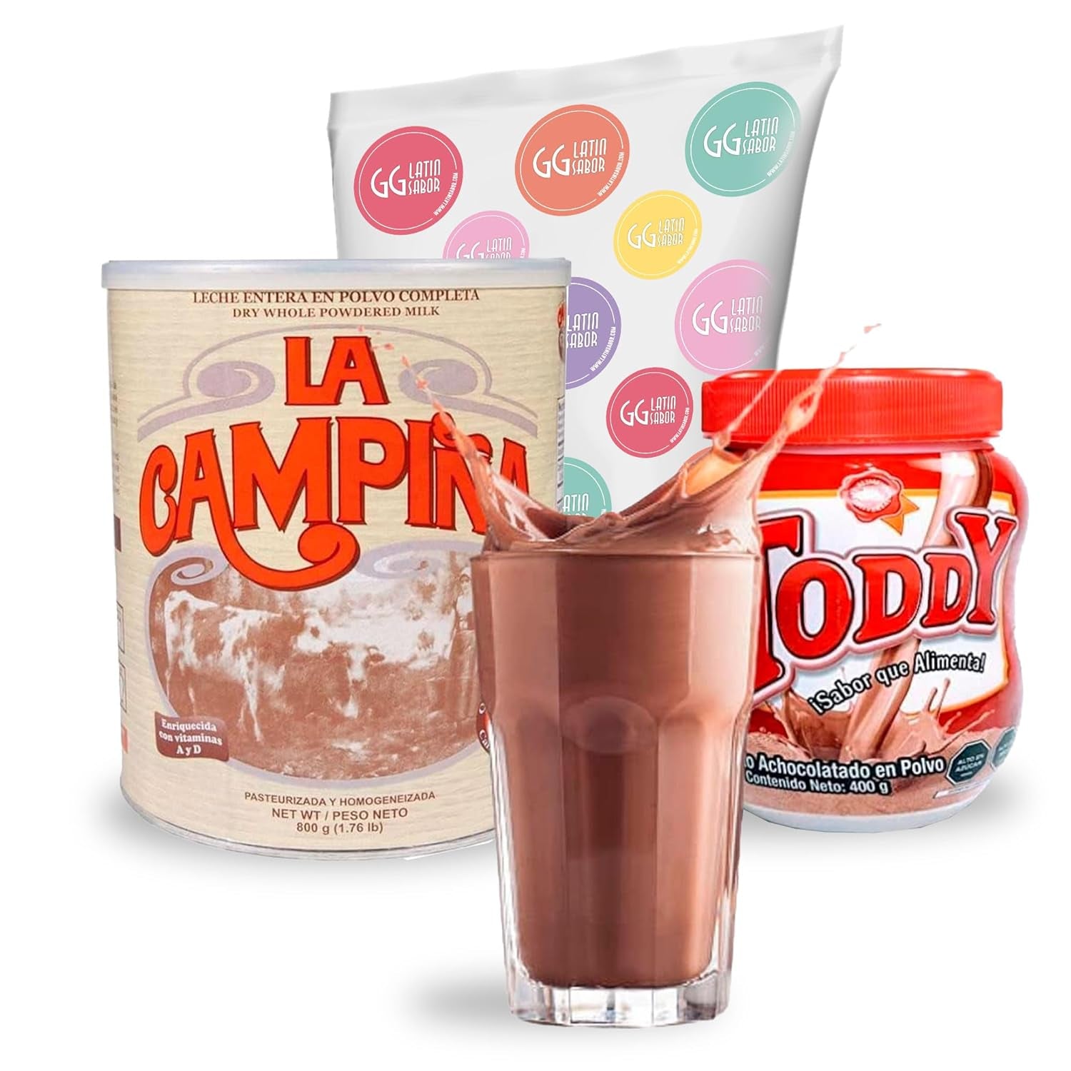 Toddy Chocolate - Leche La Campiña Venezuela Beverage Bundle, Powder Drink Mix Variety Pack Instant Powdered Milk and Chocolate Powder Drink Mix, Breakfast Shake with Vitamins and Proteins, Instant Hot and Cold Beverage for Kids & Adults - Big Mart USA