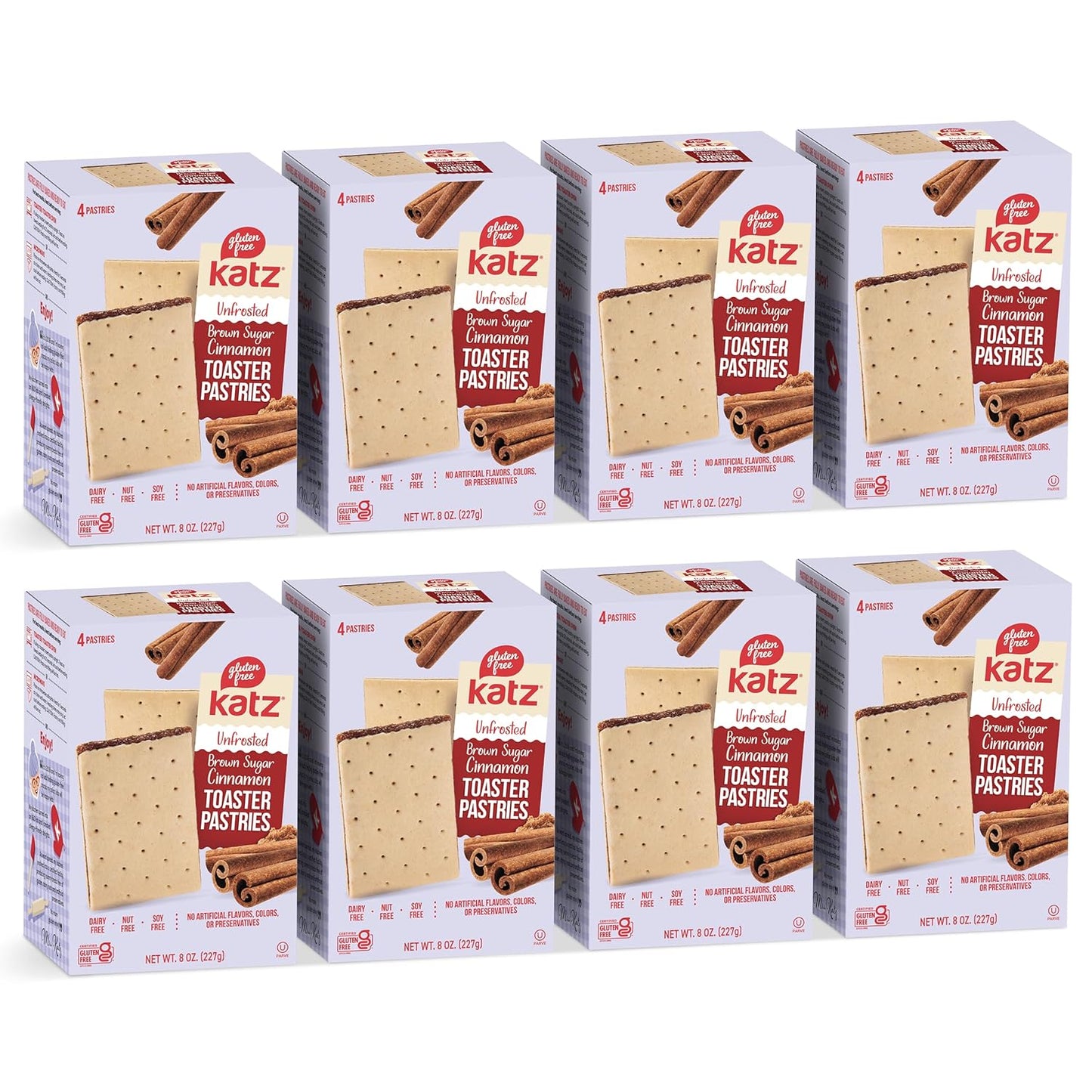 Katz Gluten Free Toaster Pastries. Unfrosted Cinnamon Flavor. Easy Breakfast Snacks for Adults & Kids. Gluten Free. Dairy Free, Nut Free, Peanut Free, Soy Free. Kosher Snacks. 8 OZ (Pack of 2)