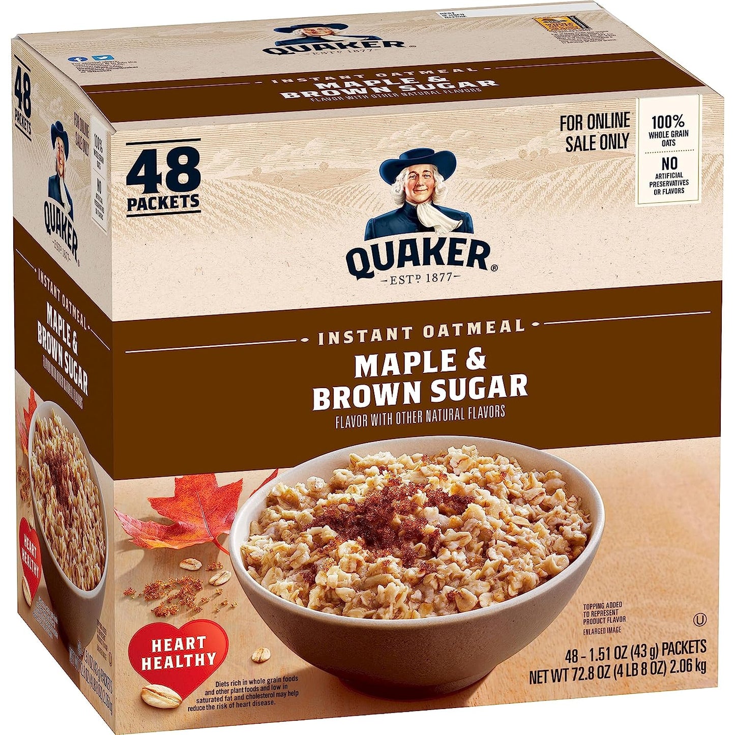 Quaker Instant Oatmeal, 4 Flavor Variety Pack, Individual Packets, 48 Count