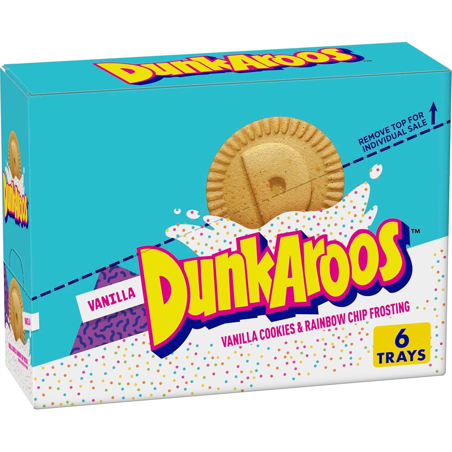 Dunkaroos Vanilla Cookies and Vanilla Frosting with Rainbow Sprinkles, 6 Ct